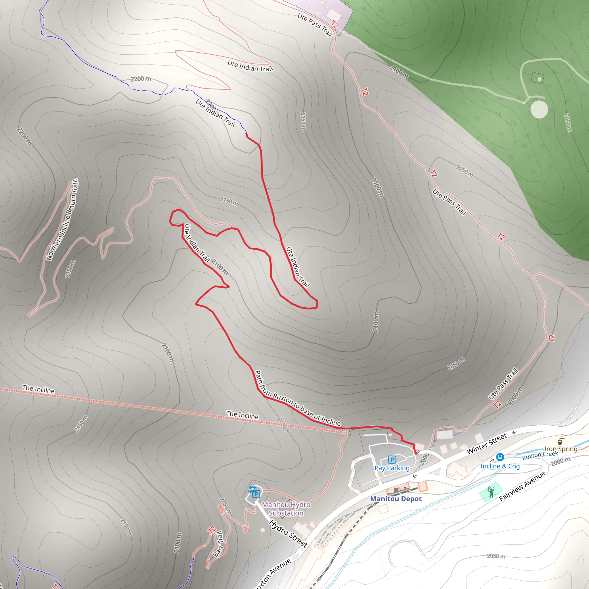 Ute Indian Trail from Manitou Depot mobile static map