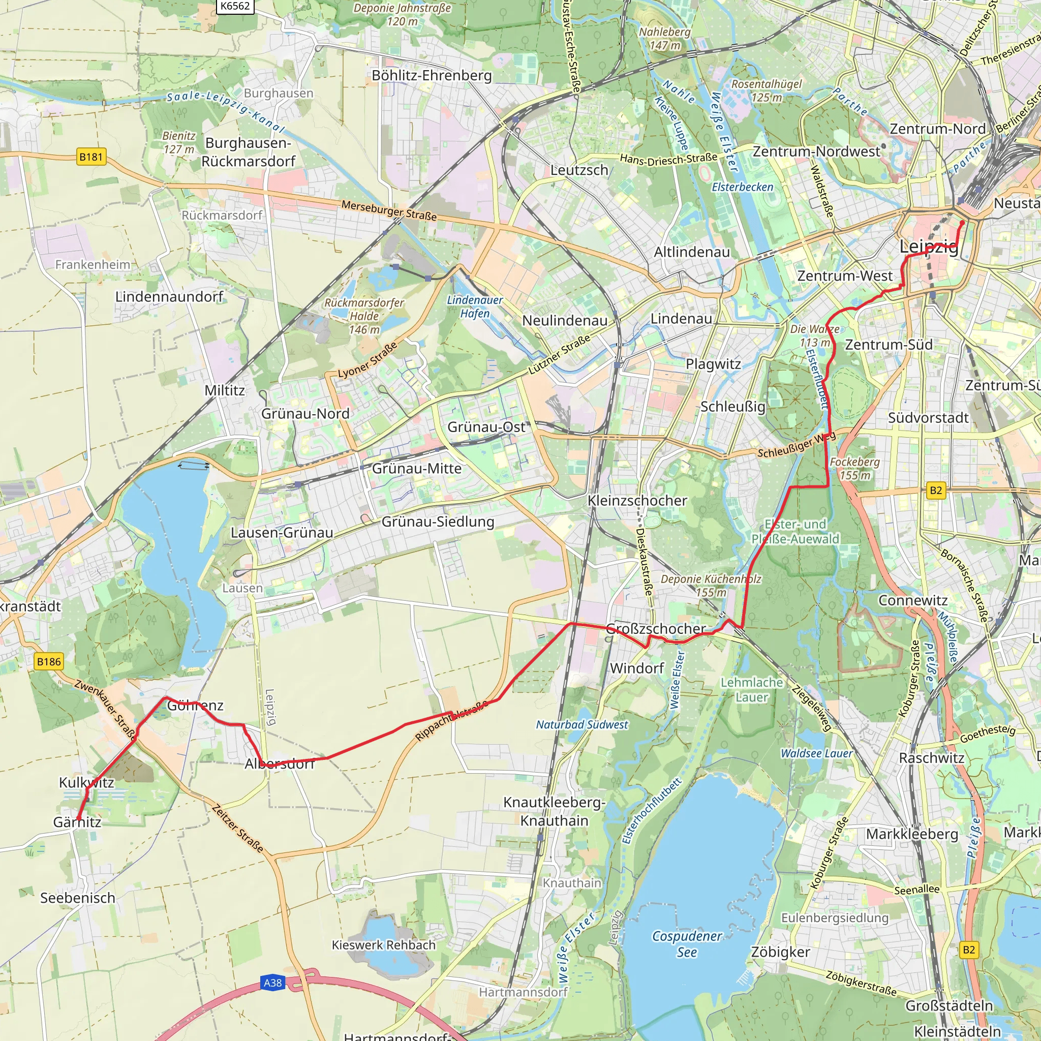 Kulkwitz to Leipzig Walk mobile static map