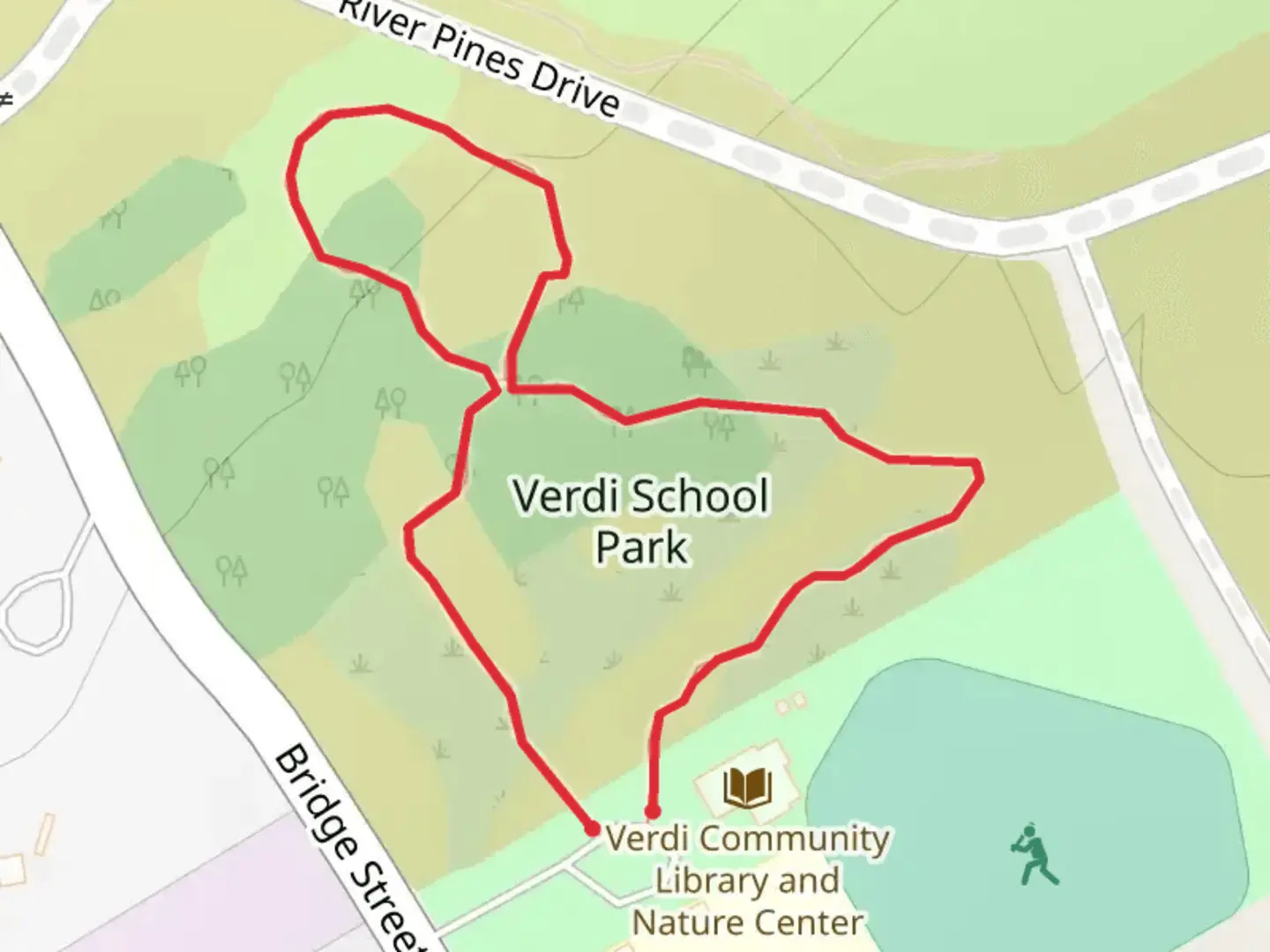 An image depicting the trail Verdi Park Loop and its surrounding area.