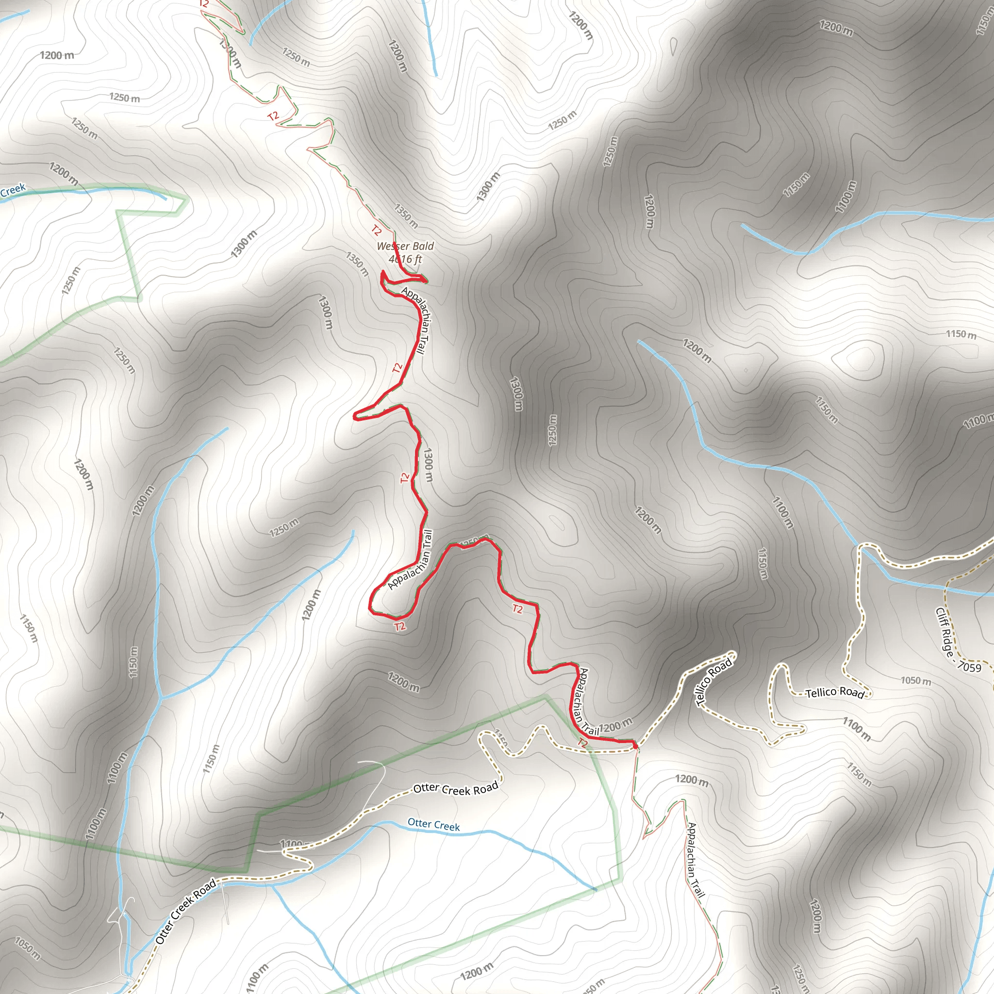 Wesser Bald via Appalachian Trail mobile static map