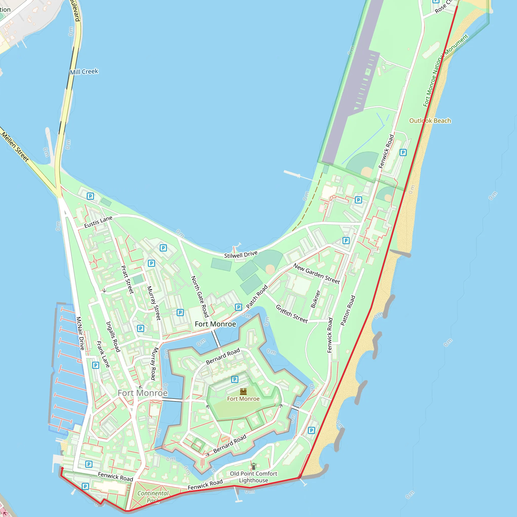 Fort Monroe Shore Walk mobile static map