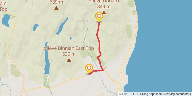 Slieve Binnian and Slievelamagan Loop via Mourne Wall Challenge stage 2 Map