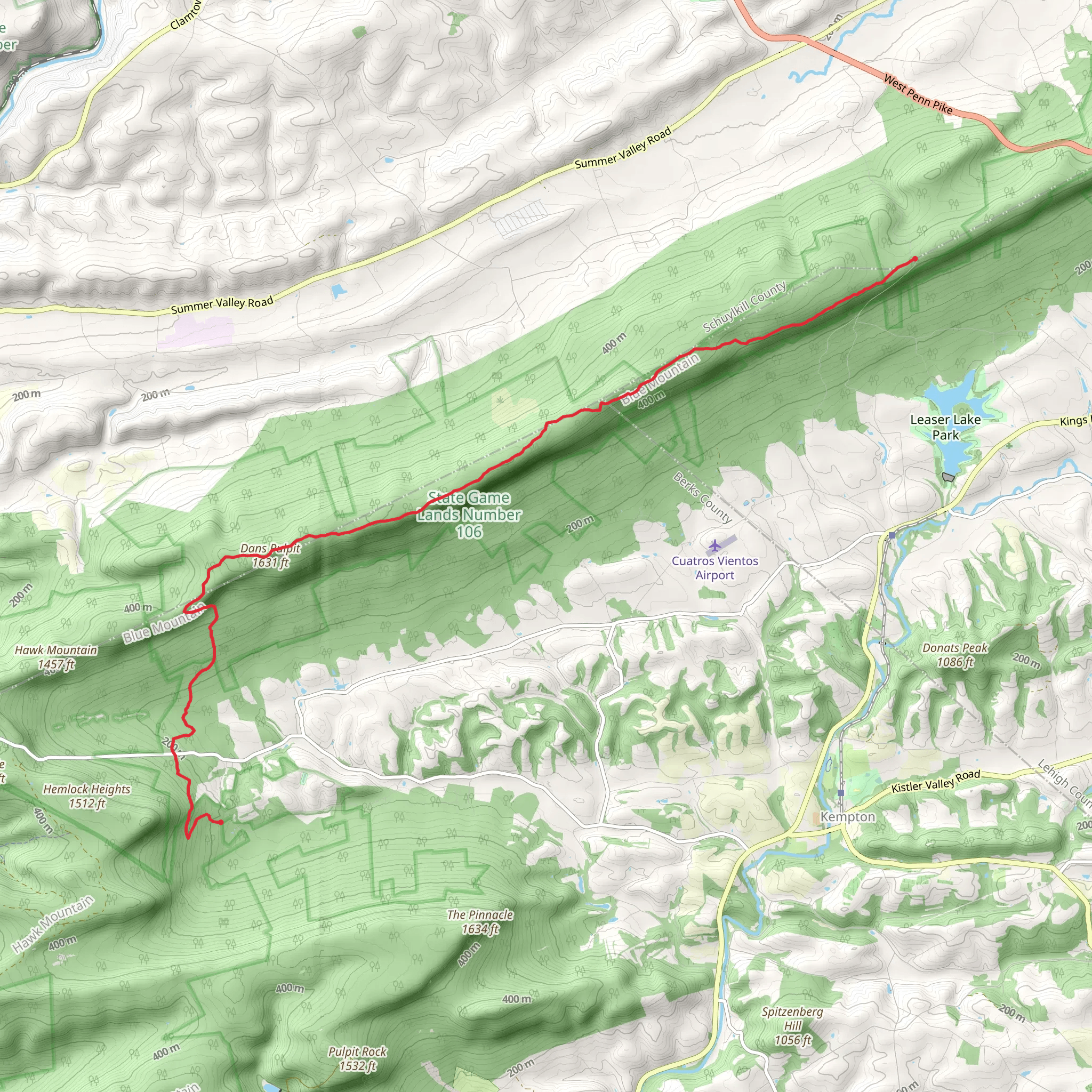 Pine Swamp Road to Fort Franklin Road Out and Back mobile static map