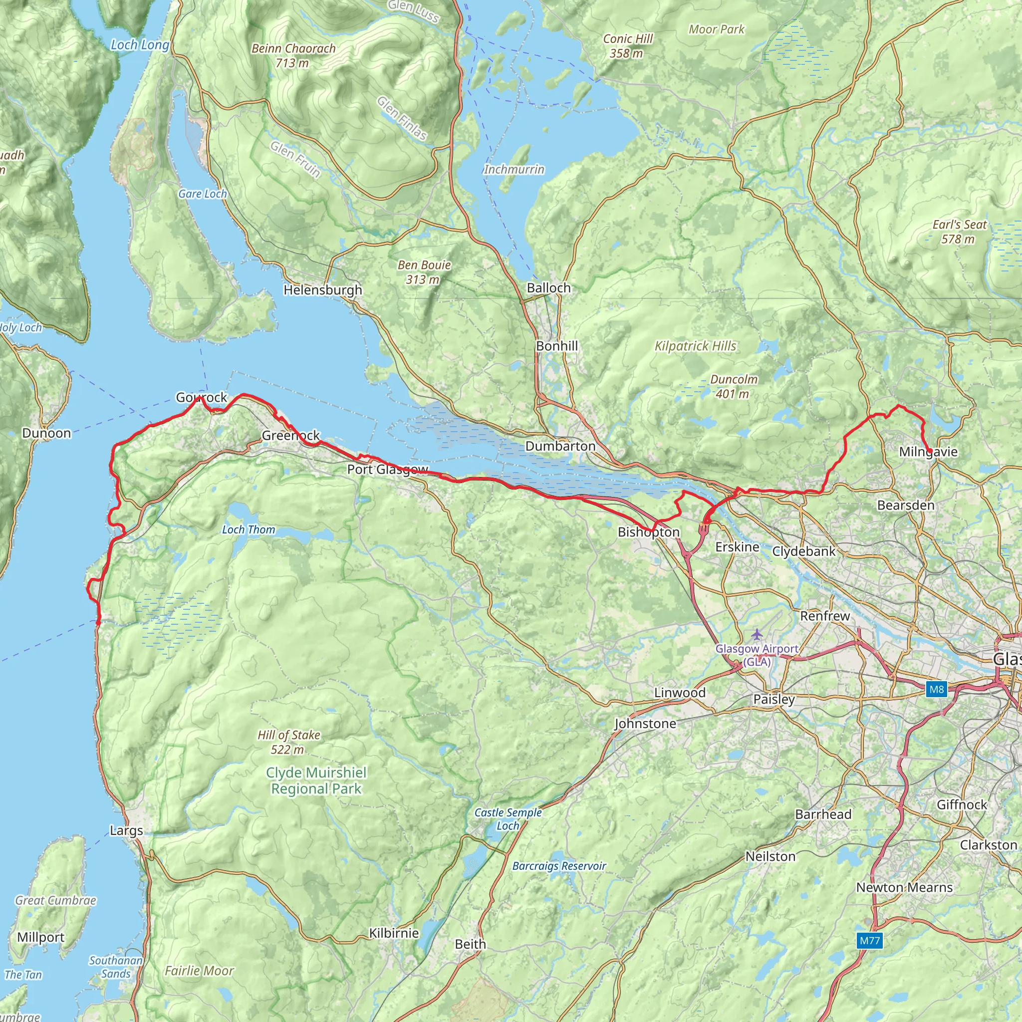 Clyde Coastal Path mobile static map
