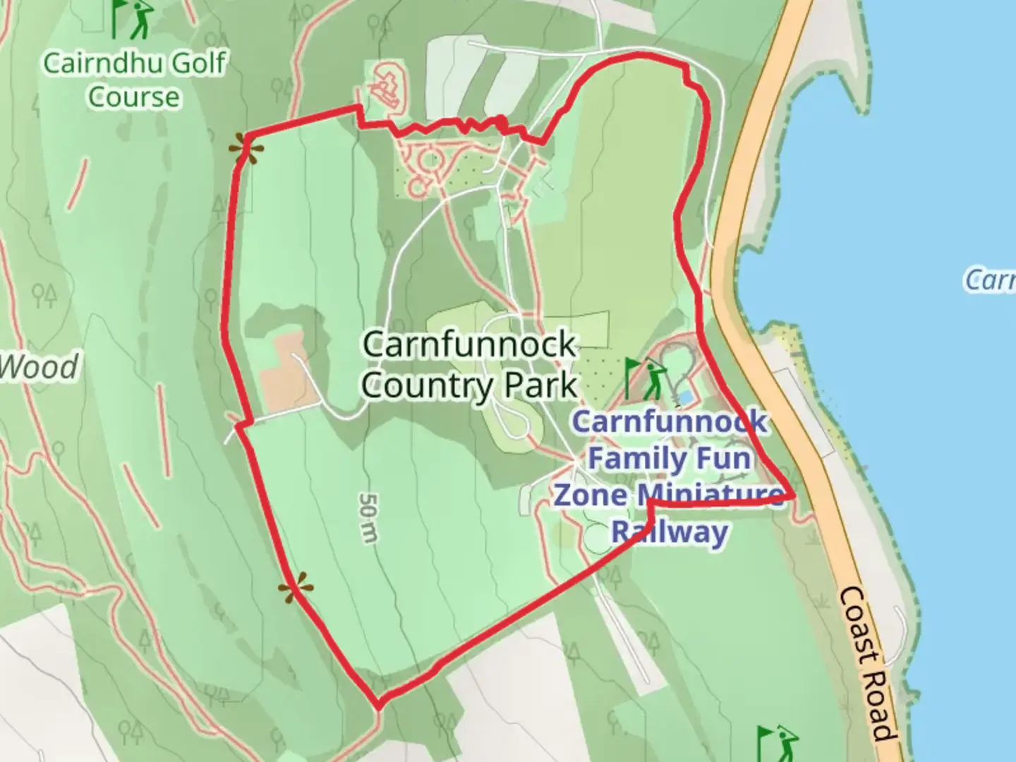 An image depicting the trail Carnfunnock Biodiversity Walk and its surrounding area.