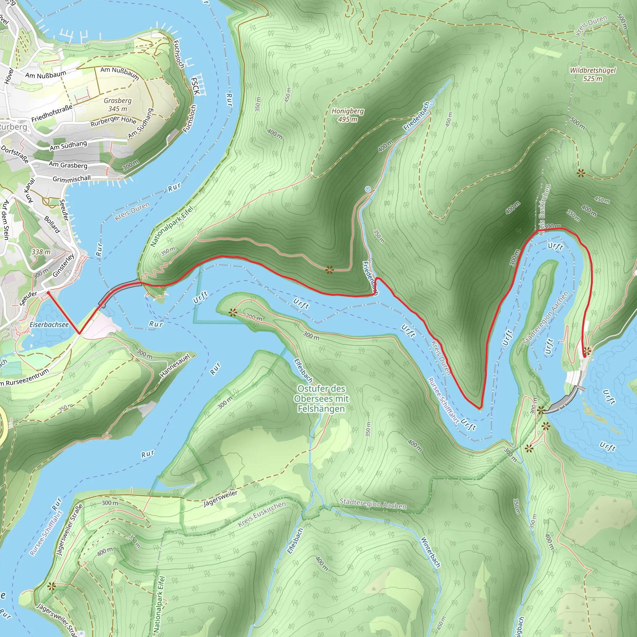 Urftstaumauer - Obersee - Urftsee Walk mobile static map