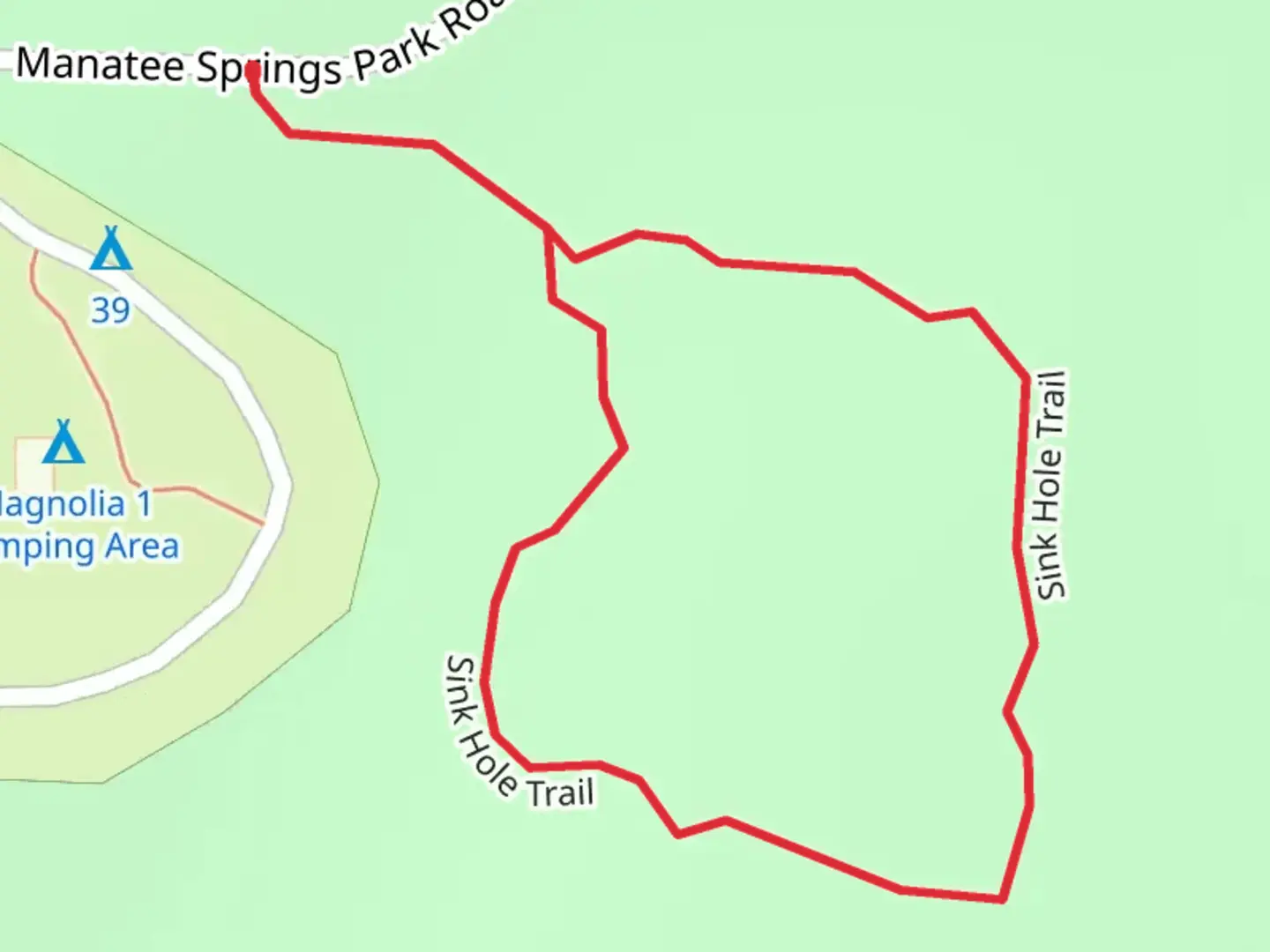 An image depicting the trail Sink Hole Loop Trail and its surrounding area.