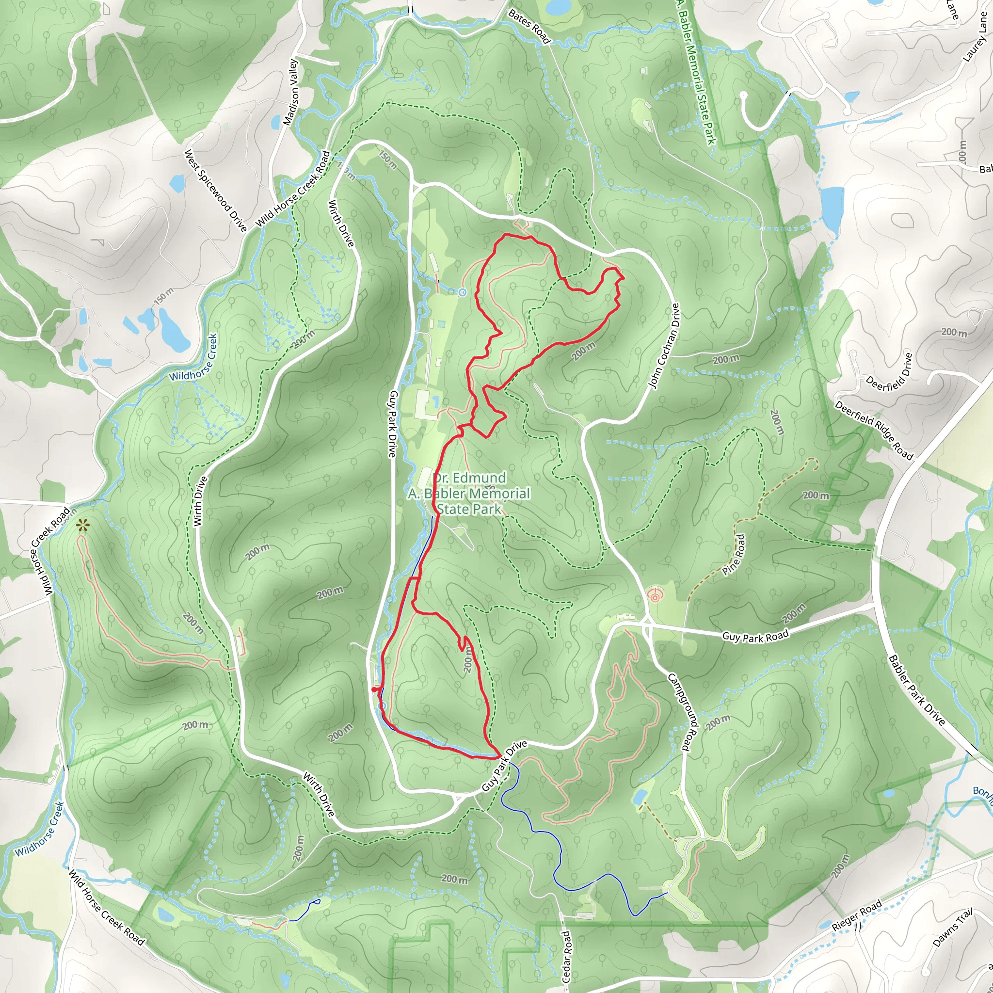 Dogwood Trail and Woodbine Loop Trail mobile static map