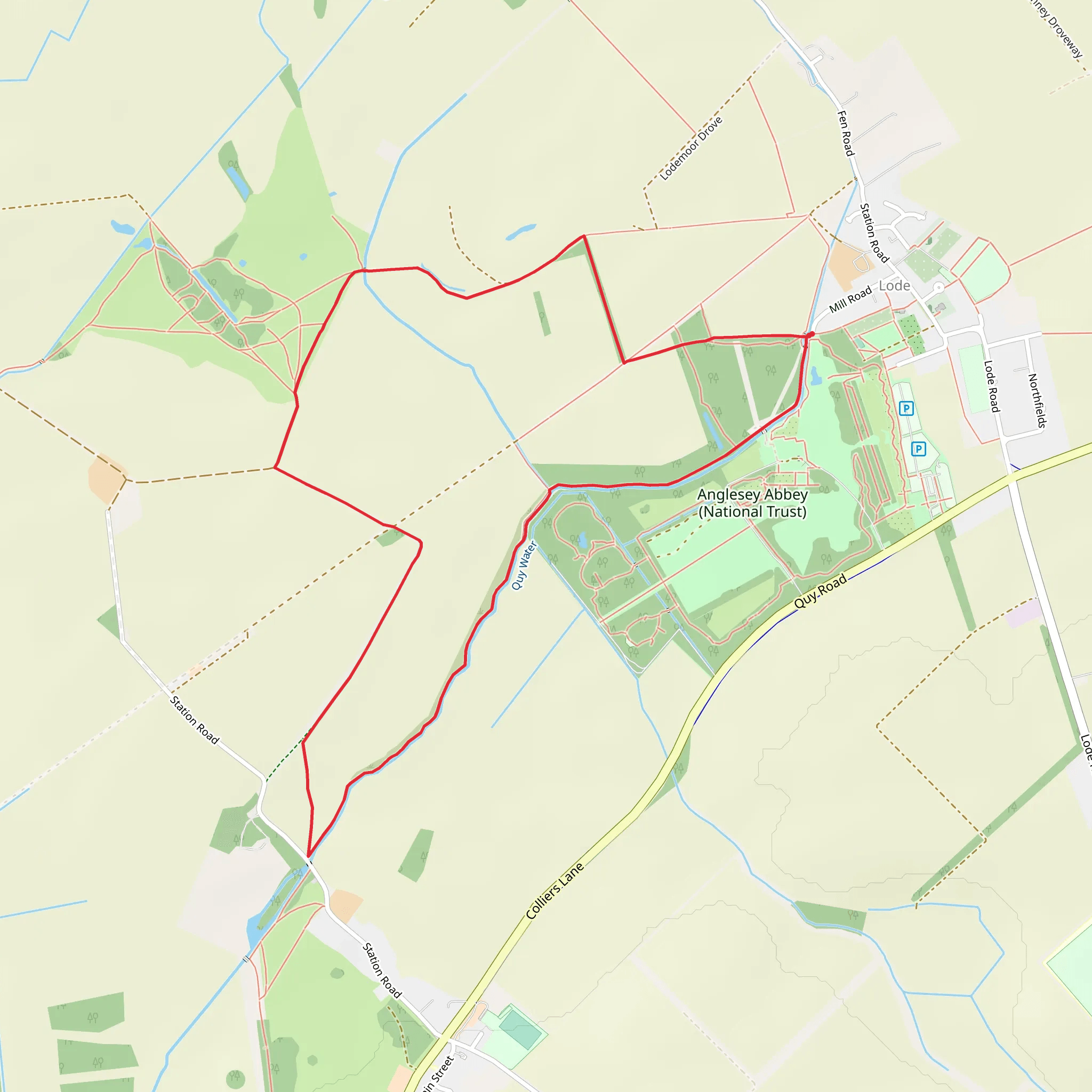 Anglesey Abbey Loop mobile static map