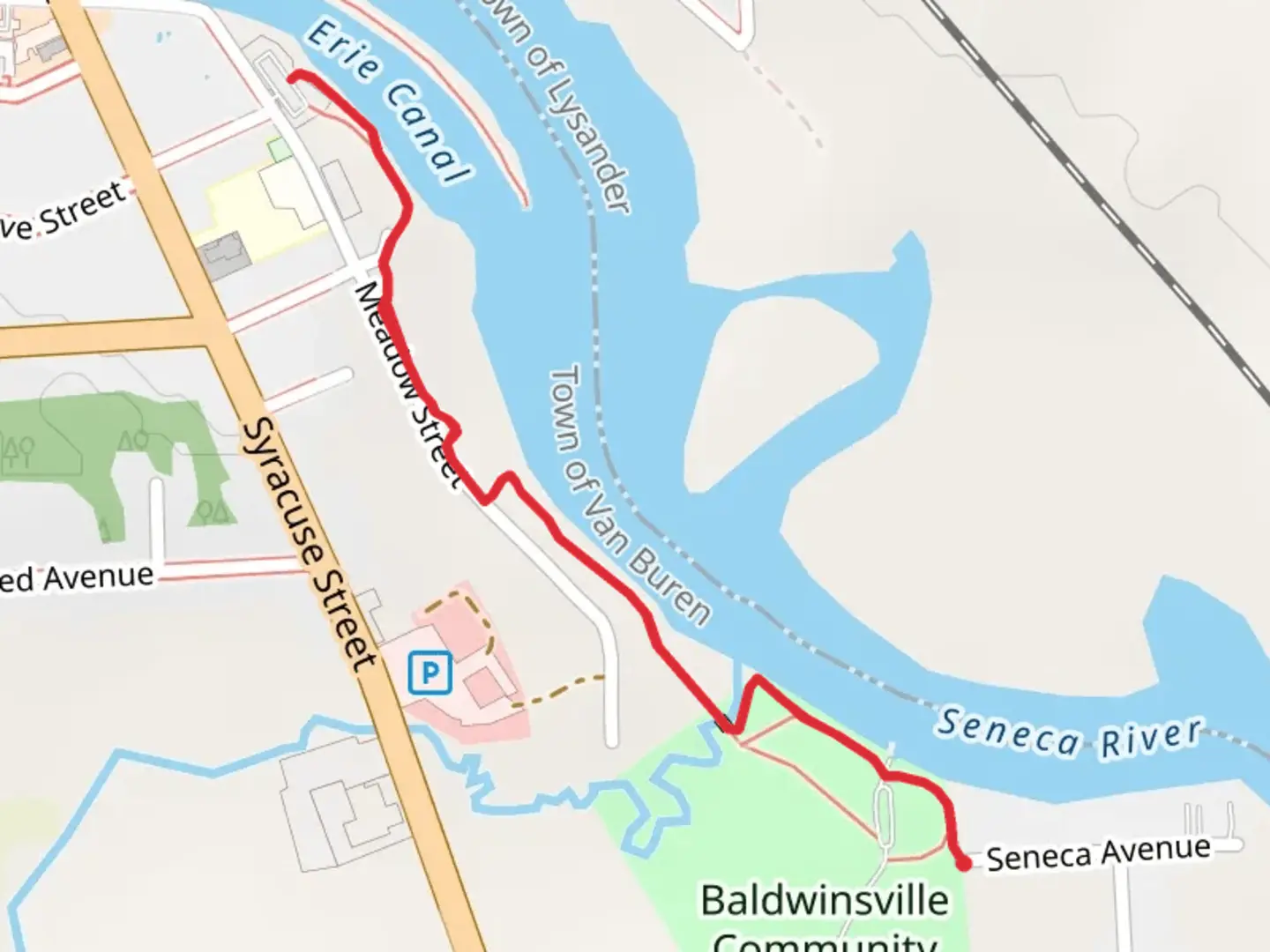 An image depicting the trail Erie Canal Trail - Baldwinsville Community Park Out and Back and its surrounding area.