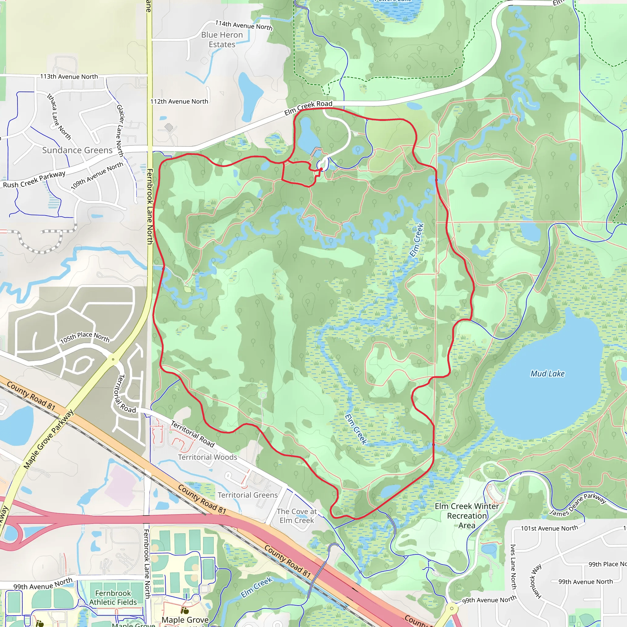 Elm Creek Winter Recreation Area West Loop mobile static map