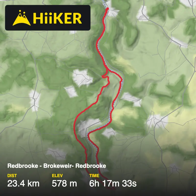 A map preview of the recording Redbrooke - Brokeweir- Redbrooke.