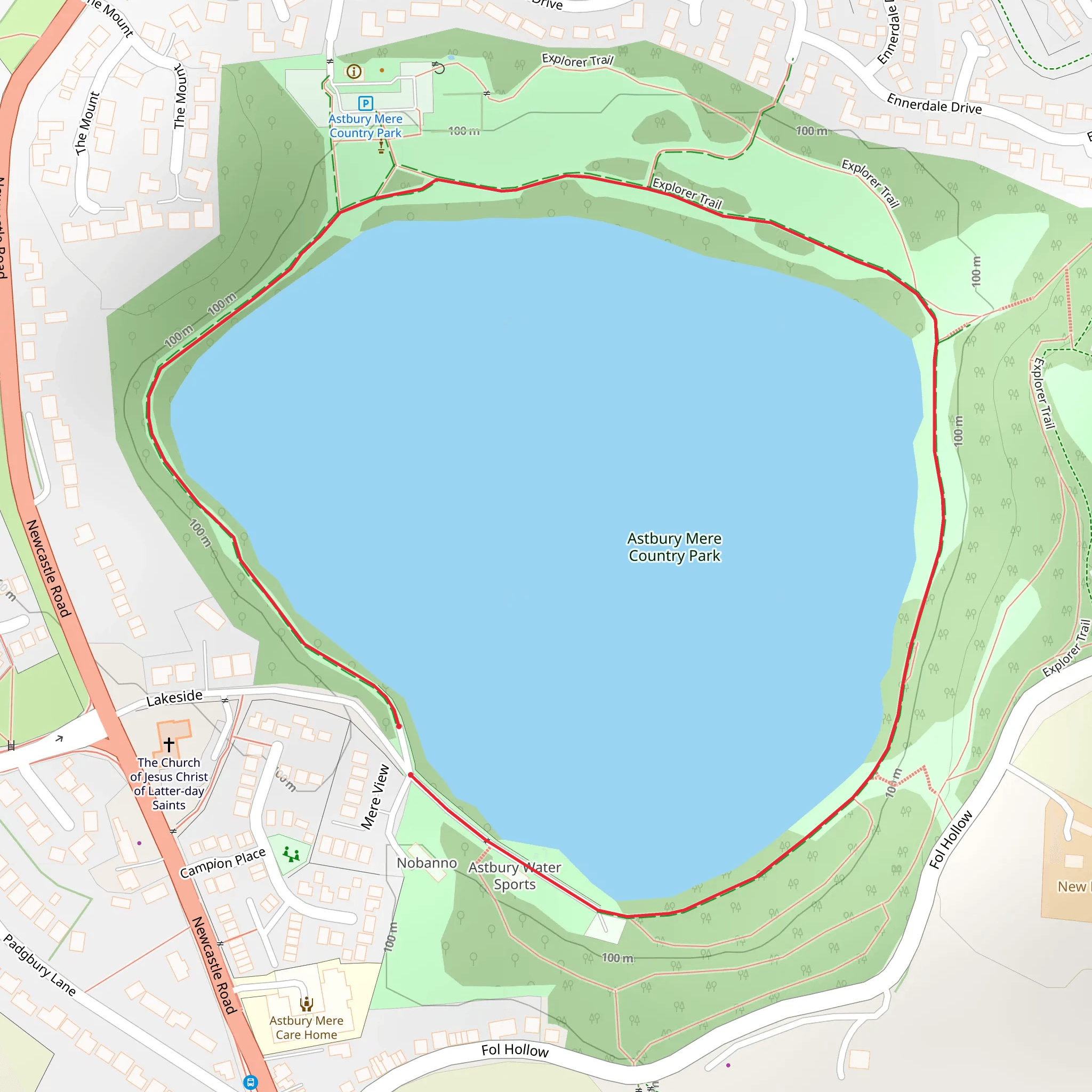 Astbury Mere Loop mobile static map