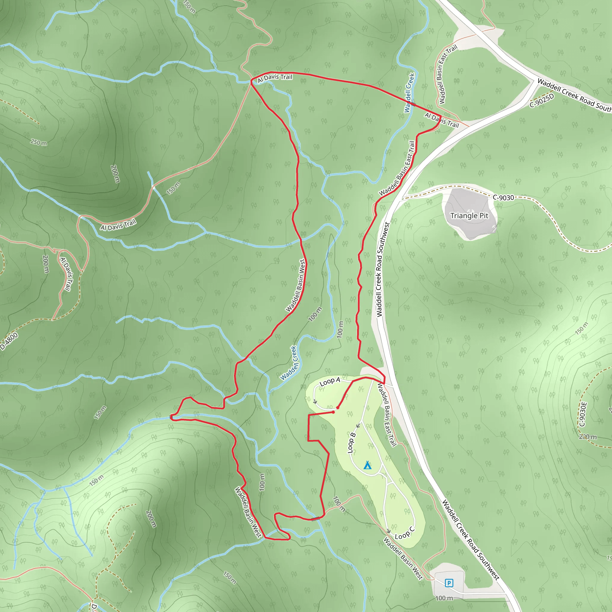 Waddell Basin West and Waddell Basin East Trail mobile static map
