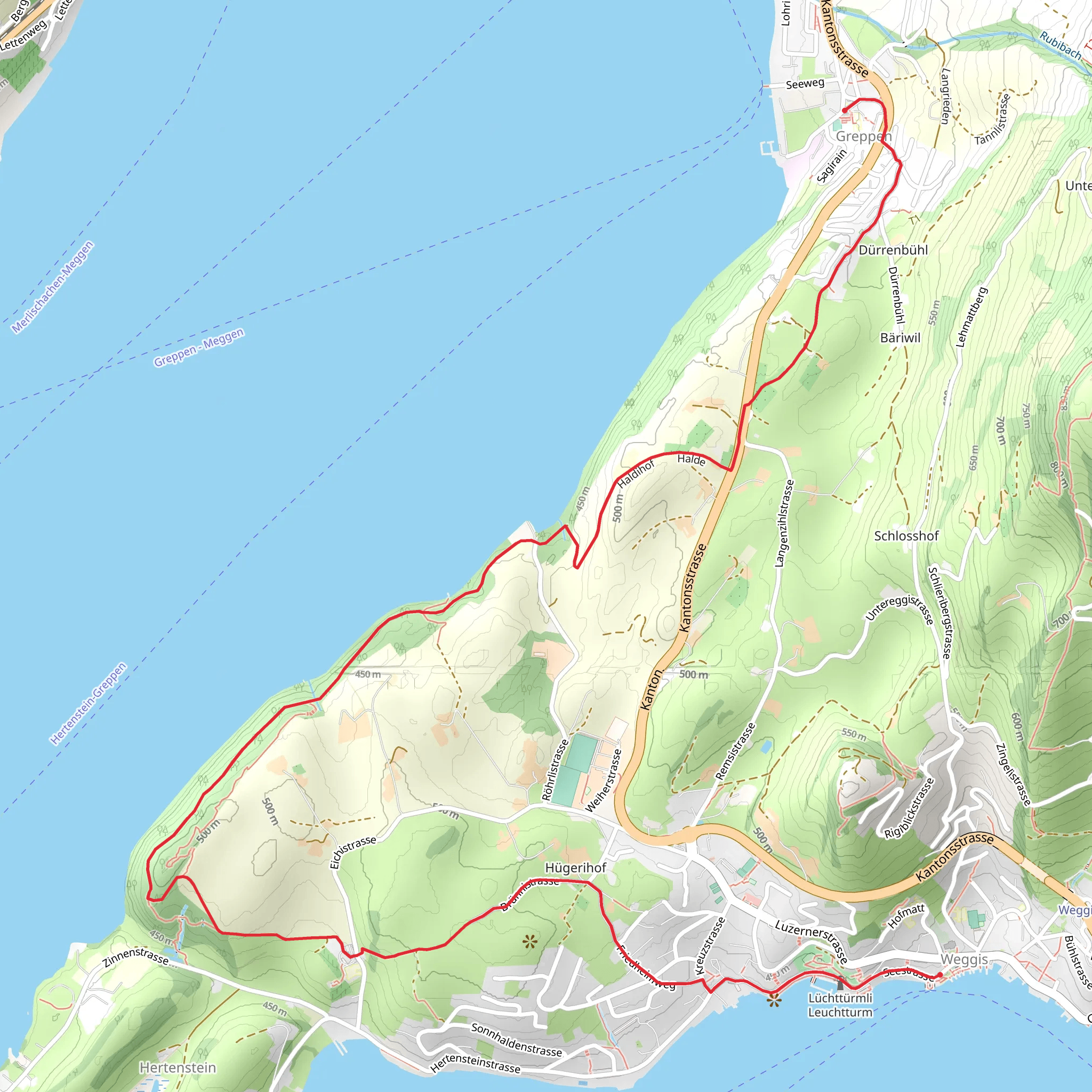 Weggis - Haldihof - Greppen mobile static map