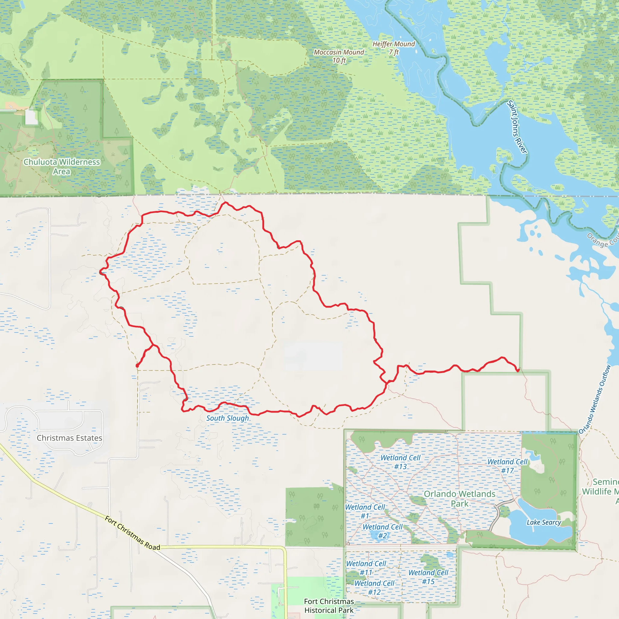 Florida and River Loop Trail from Phillips Road mobile static map