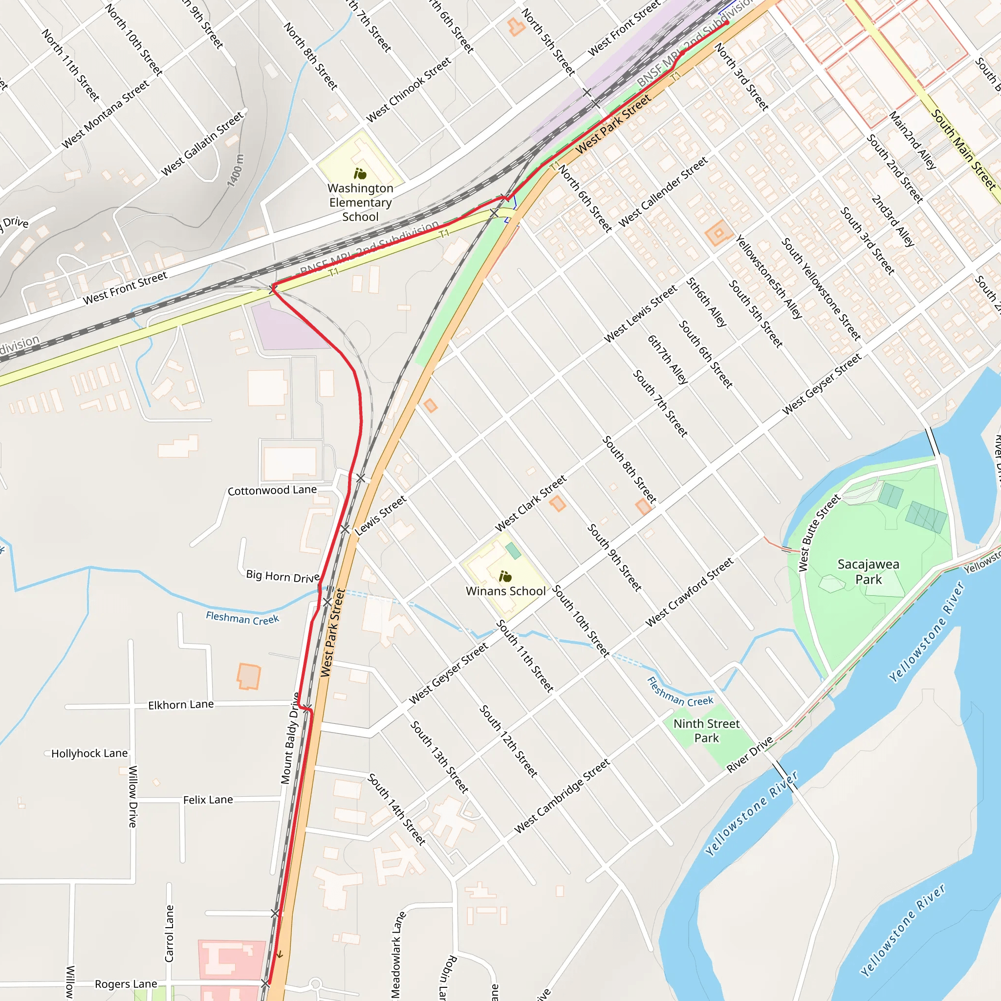 Livingston Depot Center Trail mobile static map