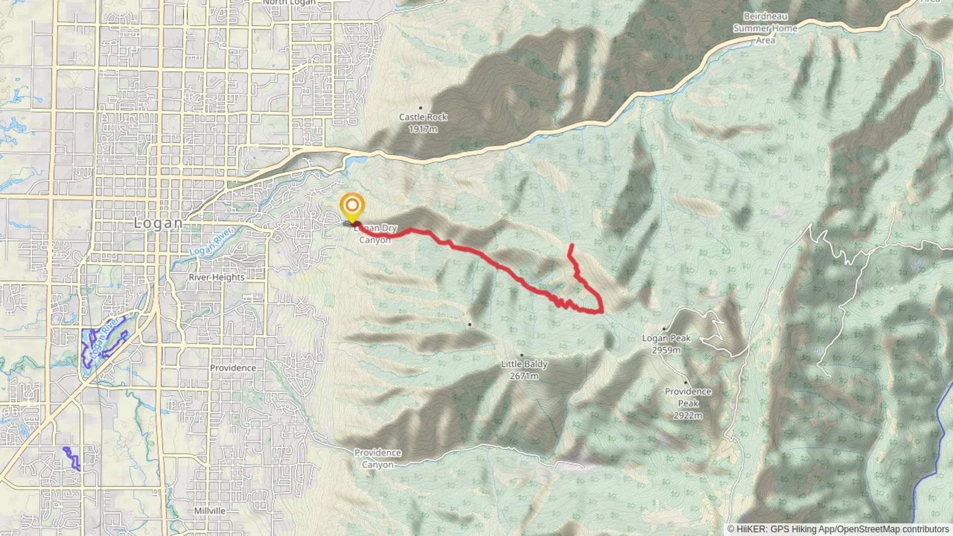 An image depicting the trail Logan Dry Canyon Trail and its surrounding area.