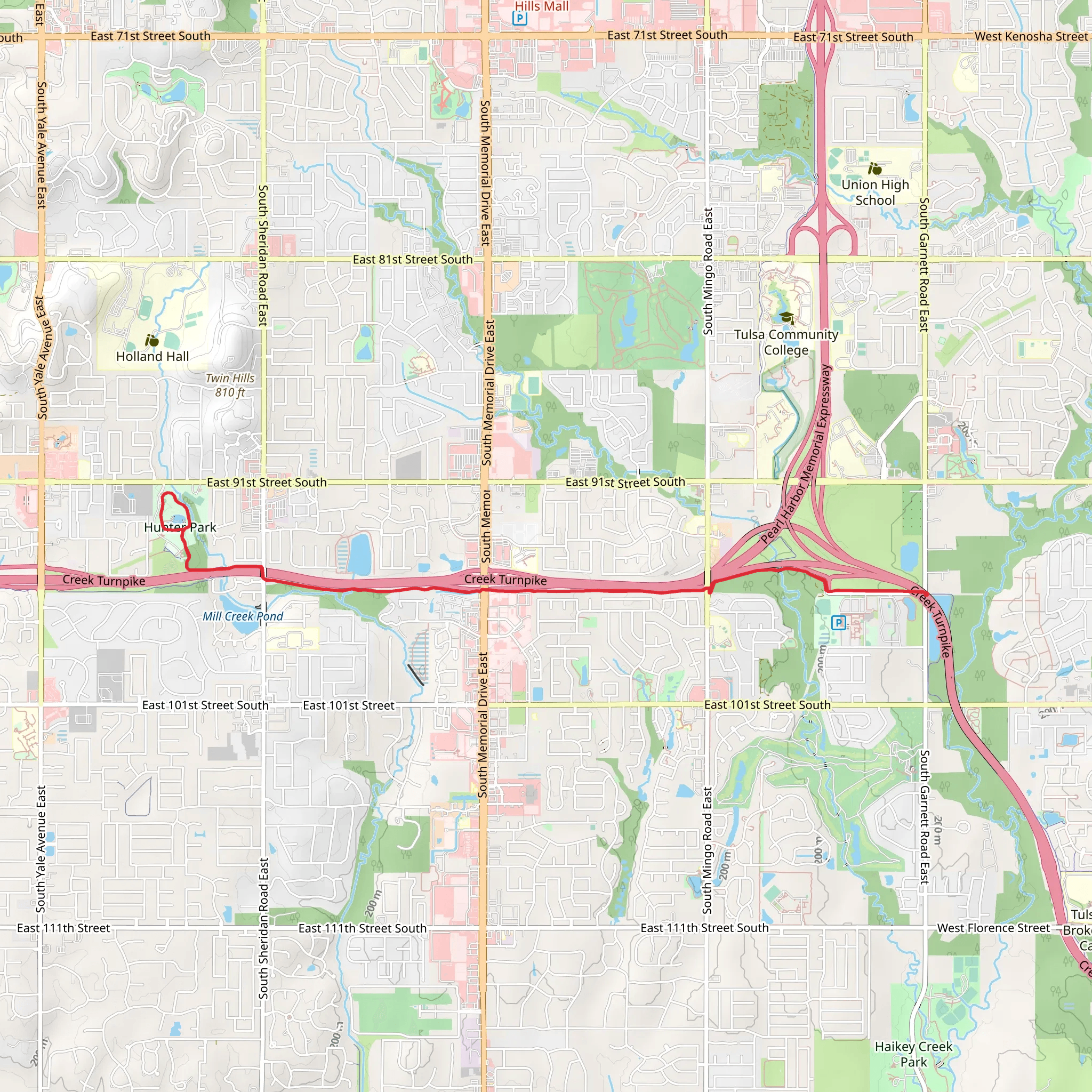 Hunter Park Pond via Creek Turnpike Trail mobile static map