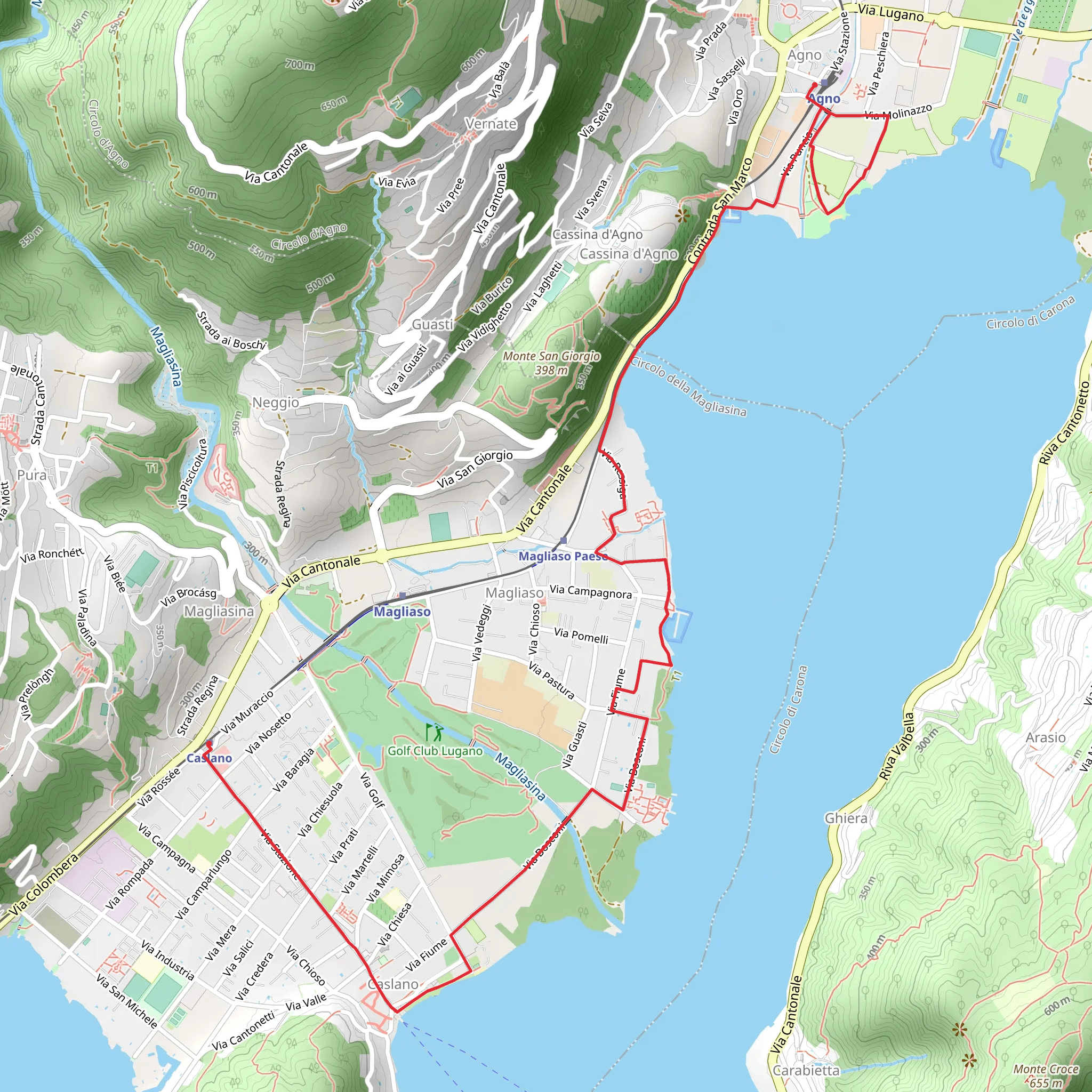 Agno – Caslano Lakeside Trail mobile static map