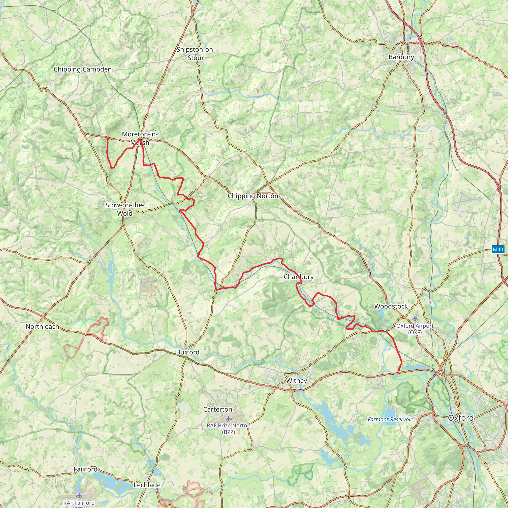 Bourton - on - the - Hill to Cassington Walk mobile static map