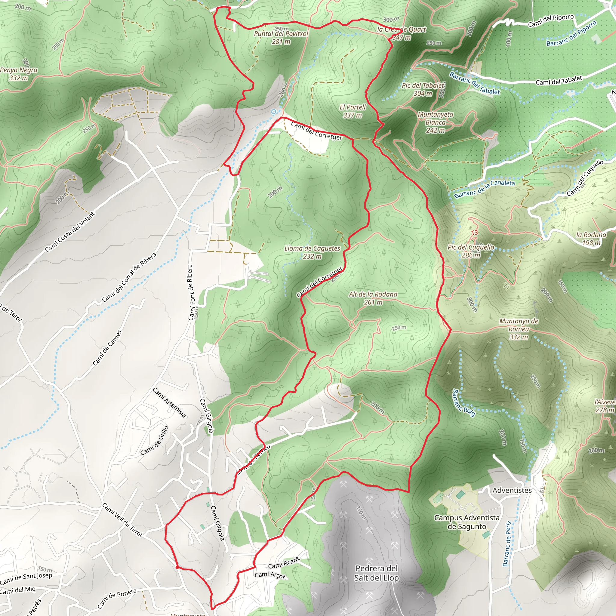Route of the Senglars PR CV 319 mobile static map