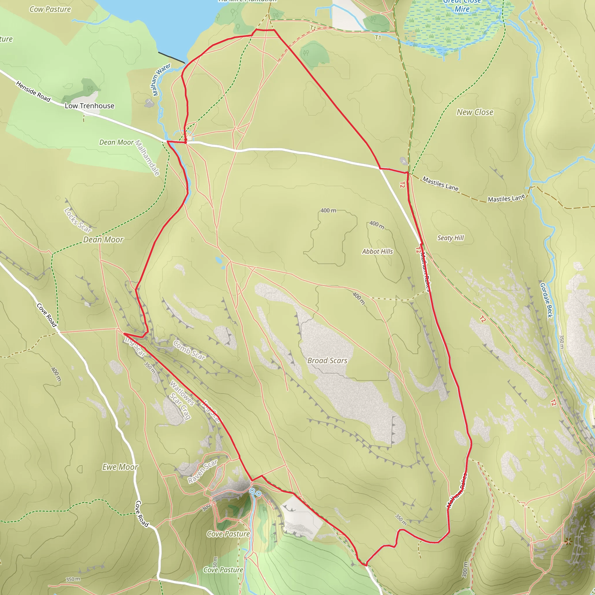 Malham Cove and Watlowes from Malham Tarn mobile static map