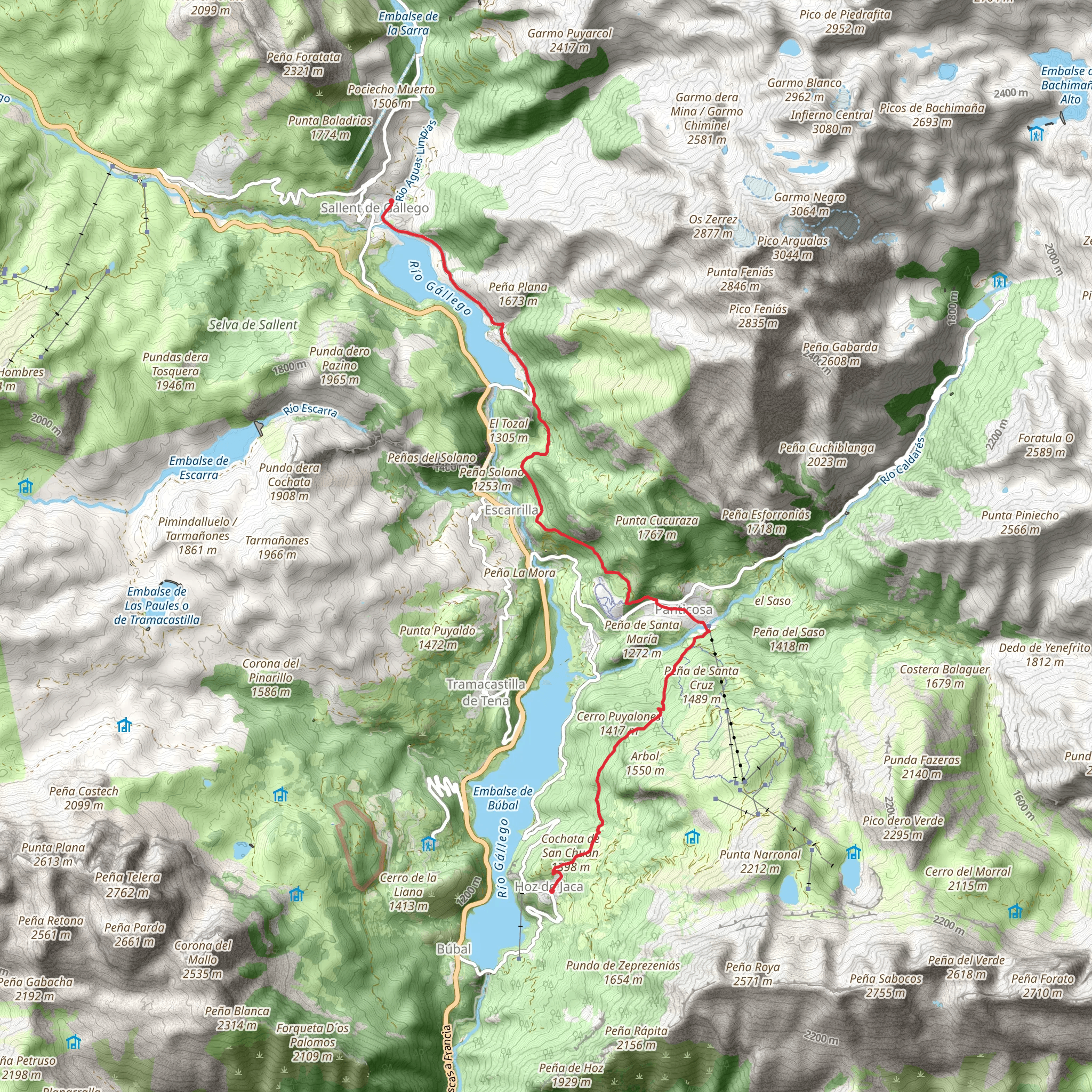 Sallent de Gállego - Hoz de Jaca PR HU 92 mobile static map