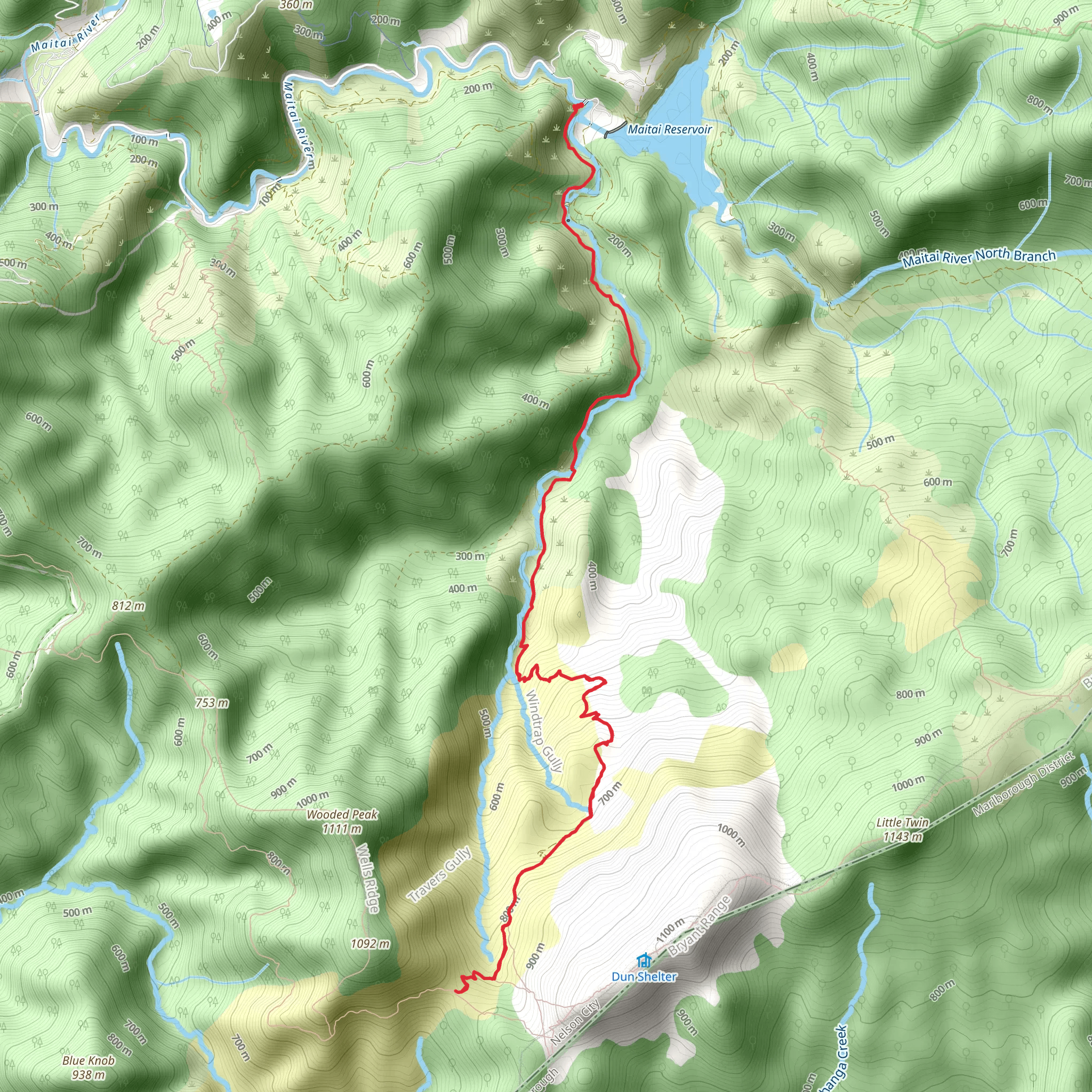Coppermine Saddle via Dun Mountain Trail mobile static map