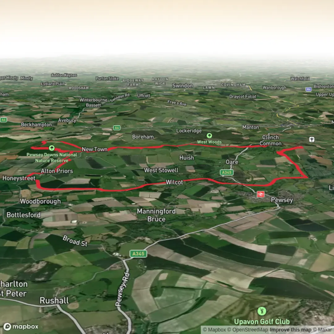 An image depicting the trail Pewsey canal out to White Horse Loop and its surrounding area.