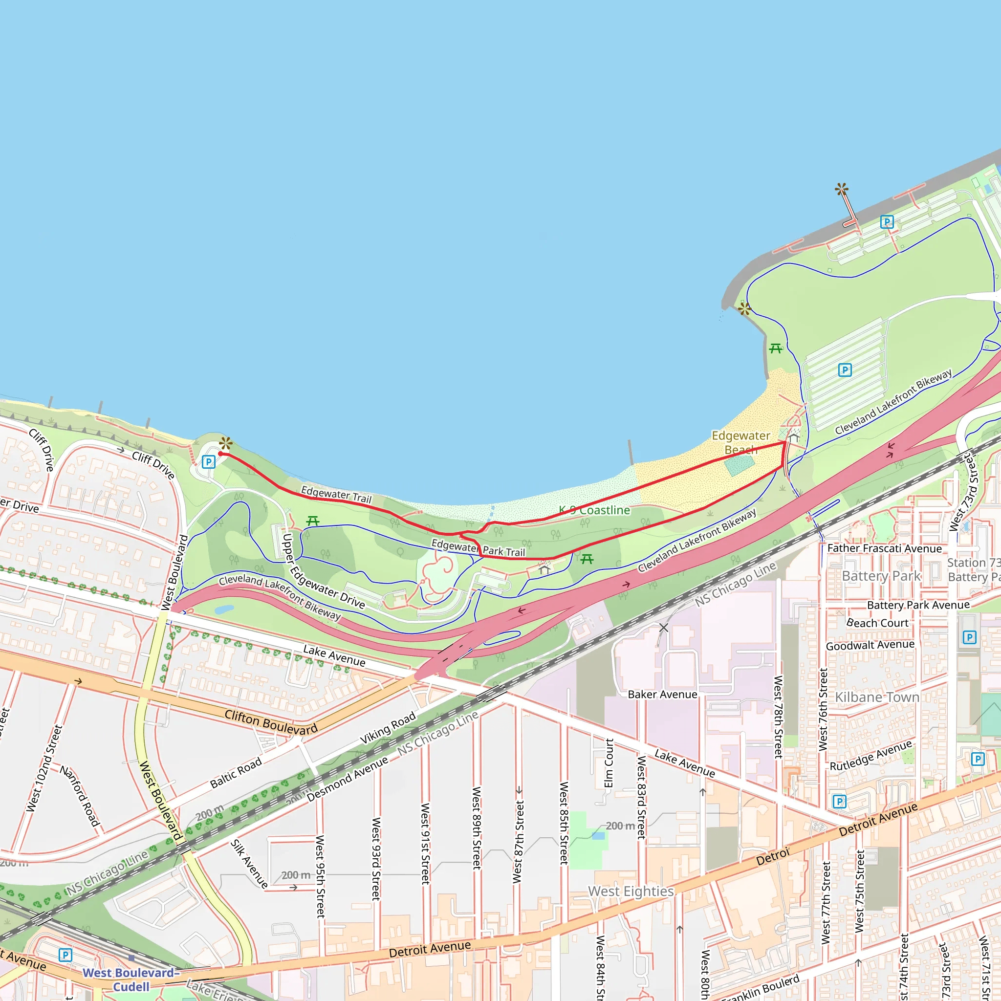 Edgewater Loop Trail mobile static map