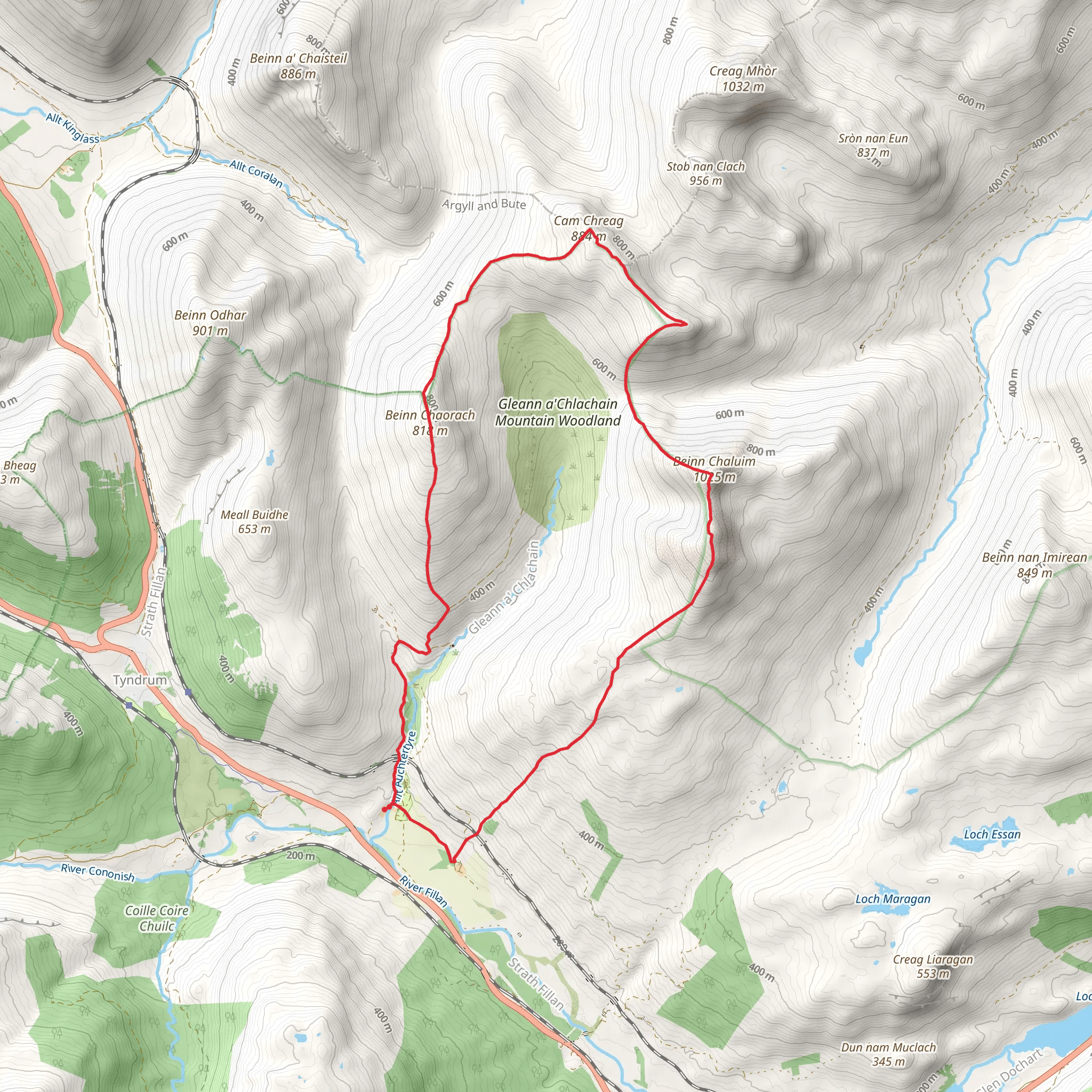 Beinn Chaluim and Cam Chreag Loop mobile static map