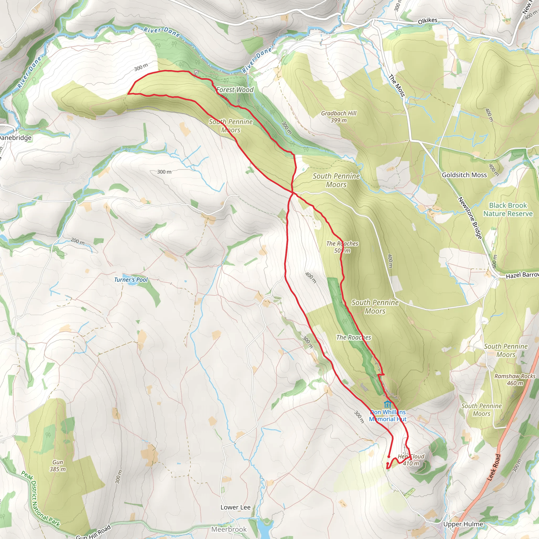 Hen Cloud and The Roaches Loop mobile static map
