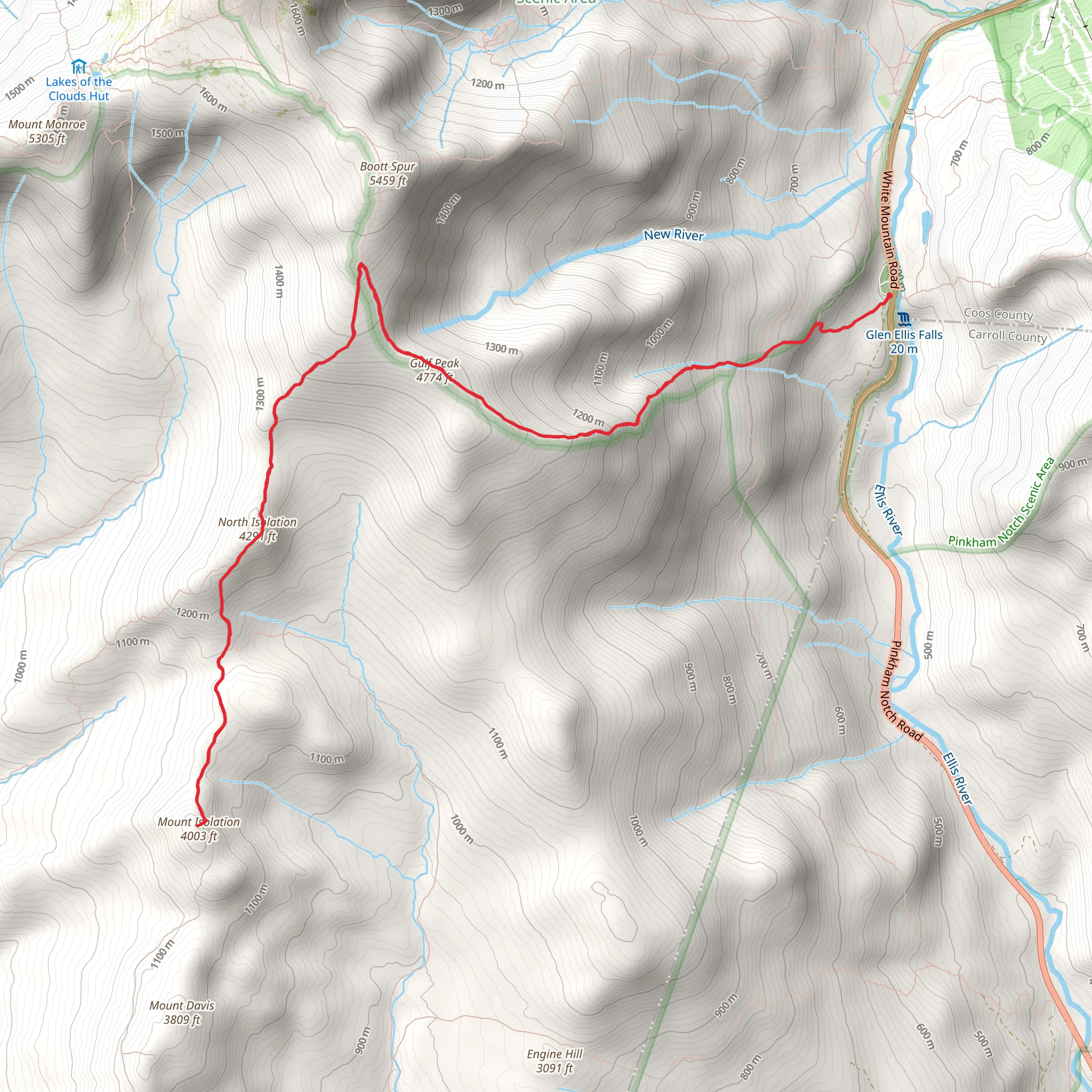 Gulf Peak and Isolation Peaks Trail mobile static map