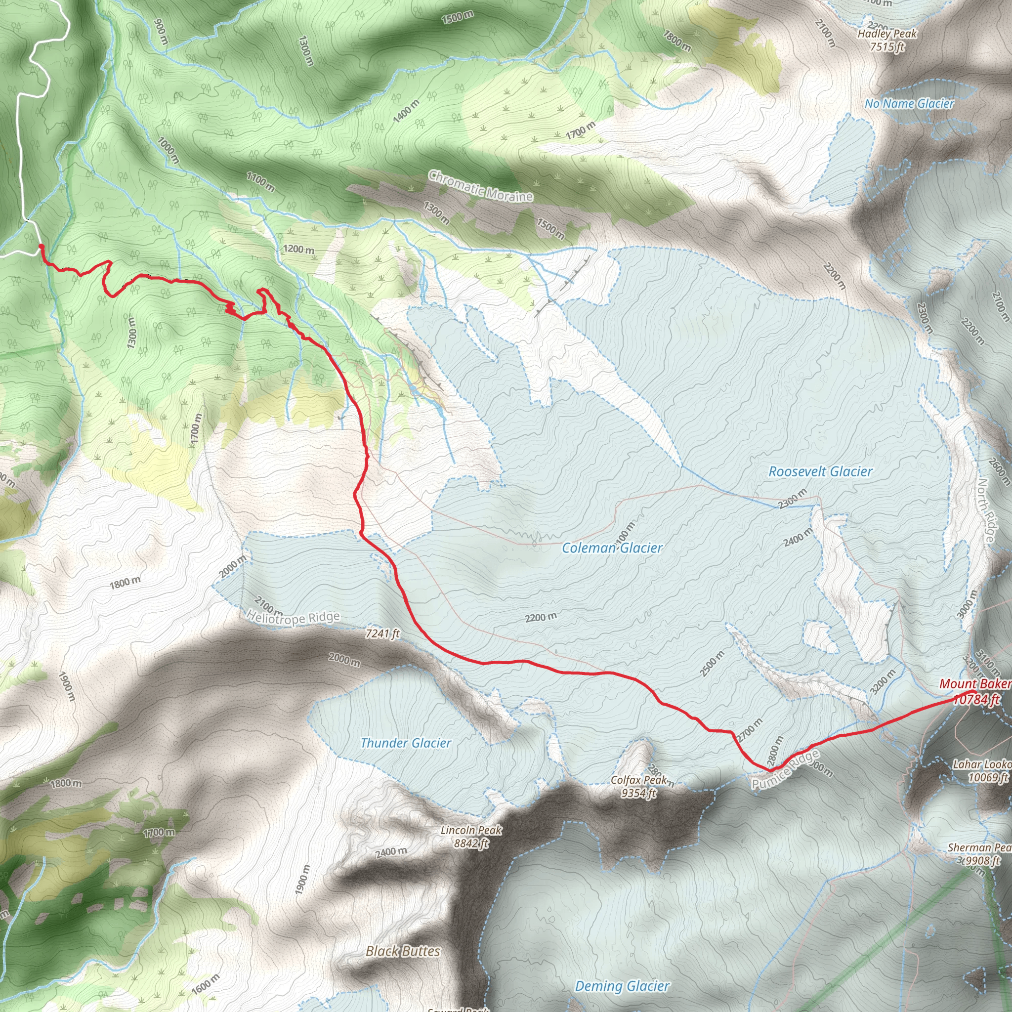 Mount Baker via Holiotrope Ridge Trail mobile static map