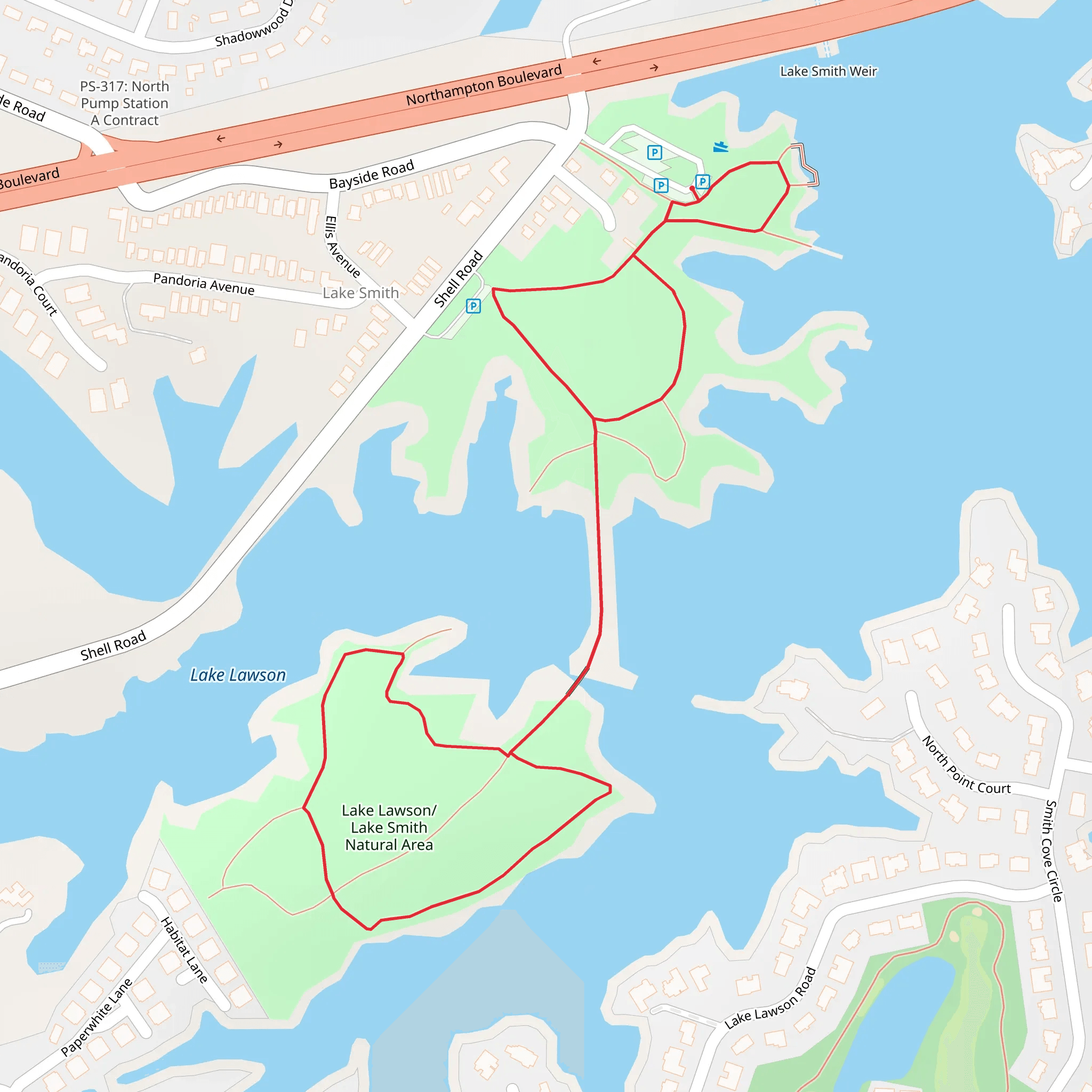 Lake Lawson-Lake SMith Natural Area Loop mobile static map