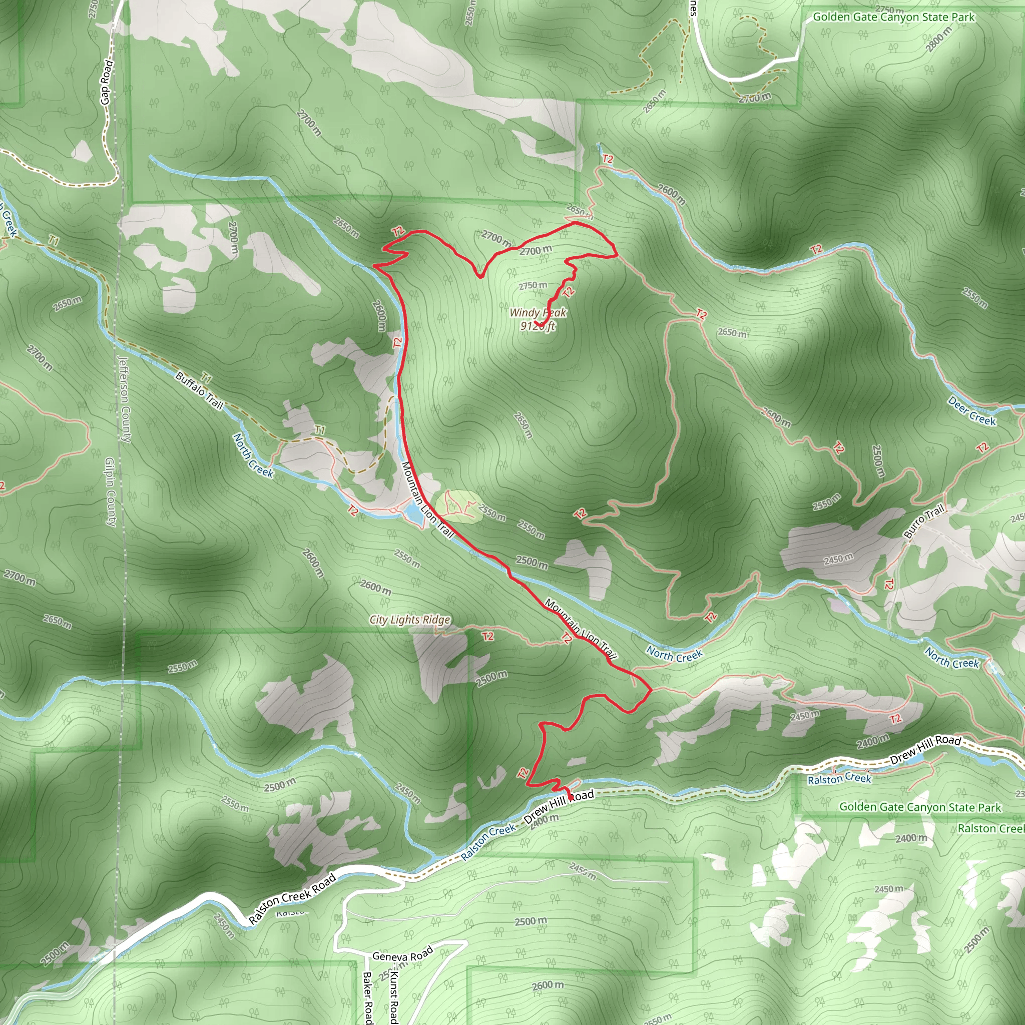 Windy Peak via Mountain Lion Trail mobile static map