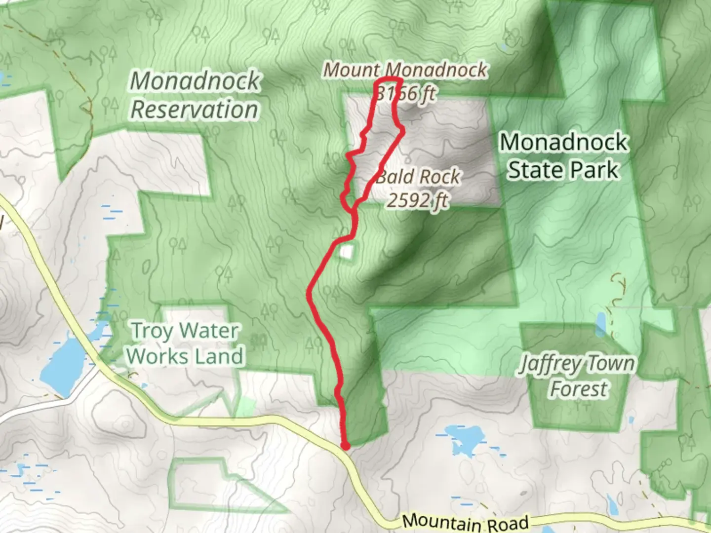 An image depicting the trail Mount Monadnock Old Halfway House Trail and its surrounding area.