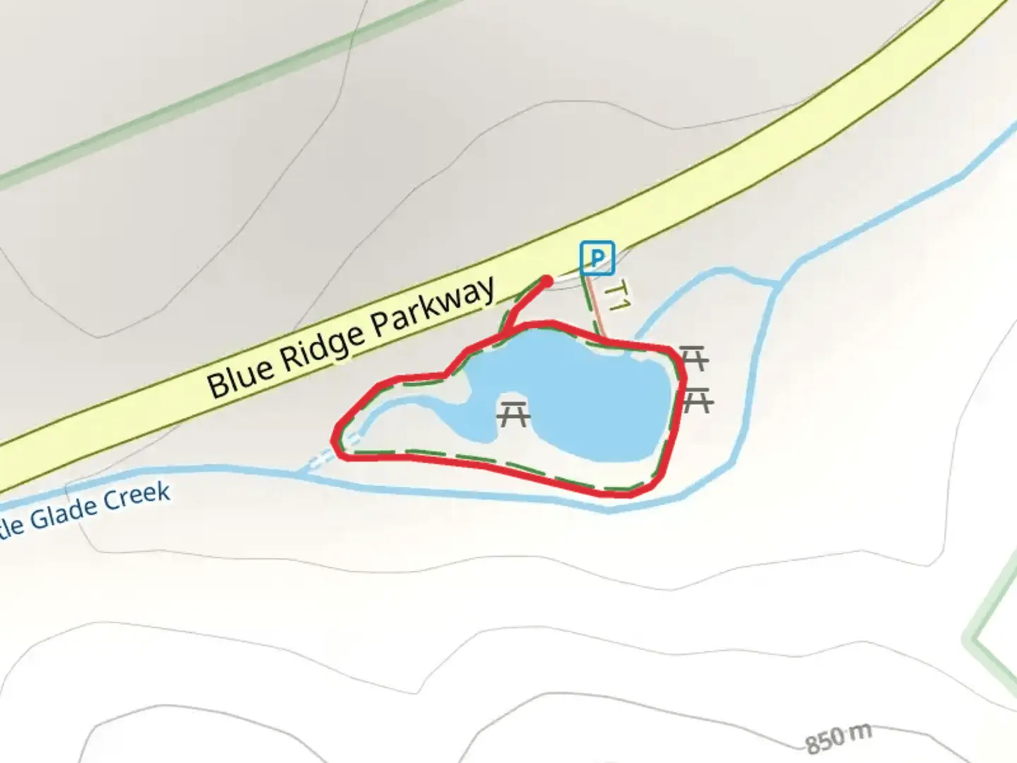 An image depicting the trail Little Glade Millpond Loop and its surrounding area.