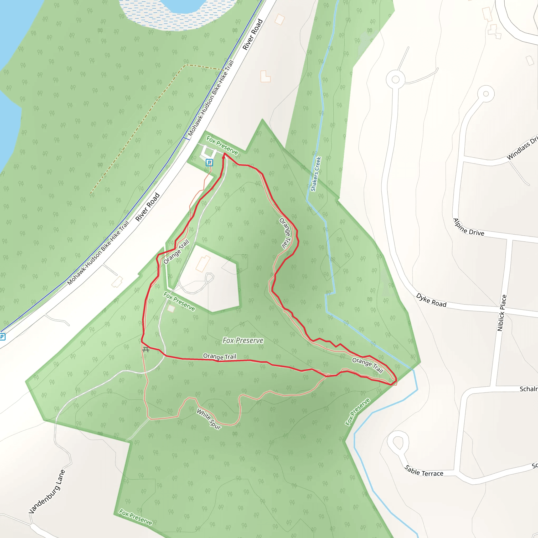 Orange Trail from River Road mobile static map