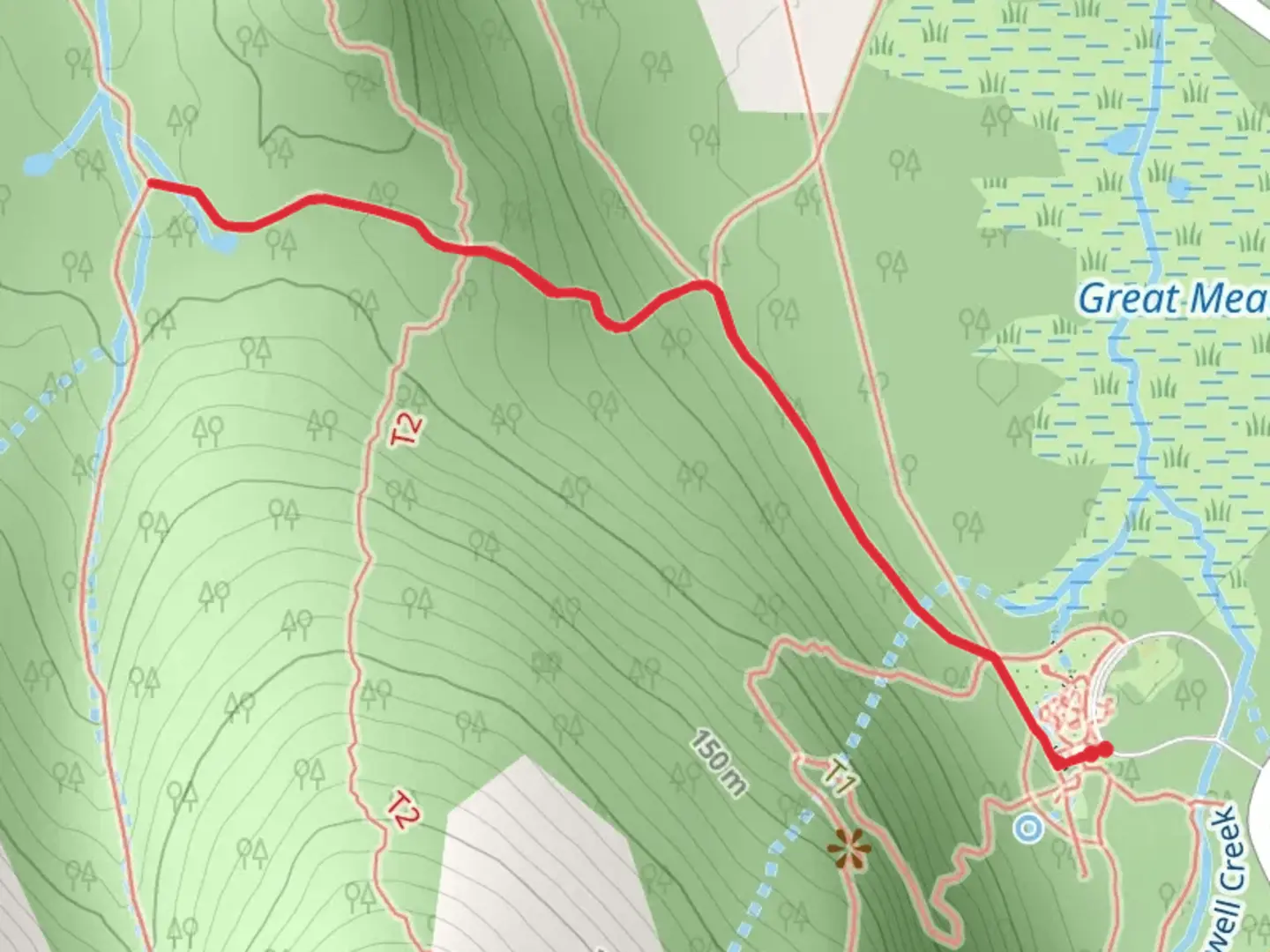 An image depicting the trail Hemlock Road Path and its surrounding area.