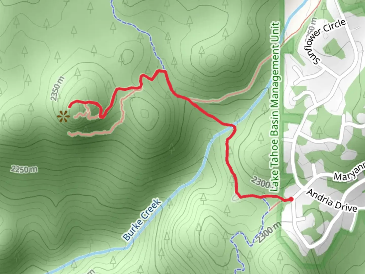 An image depicting the trail Castle Rock via Tahoe Rim Trail and its surrounding area.