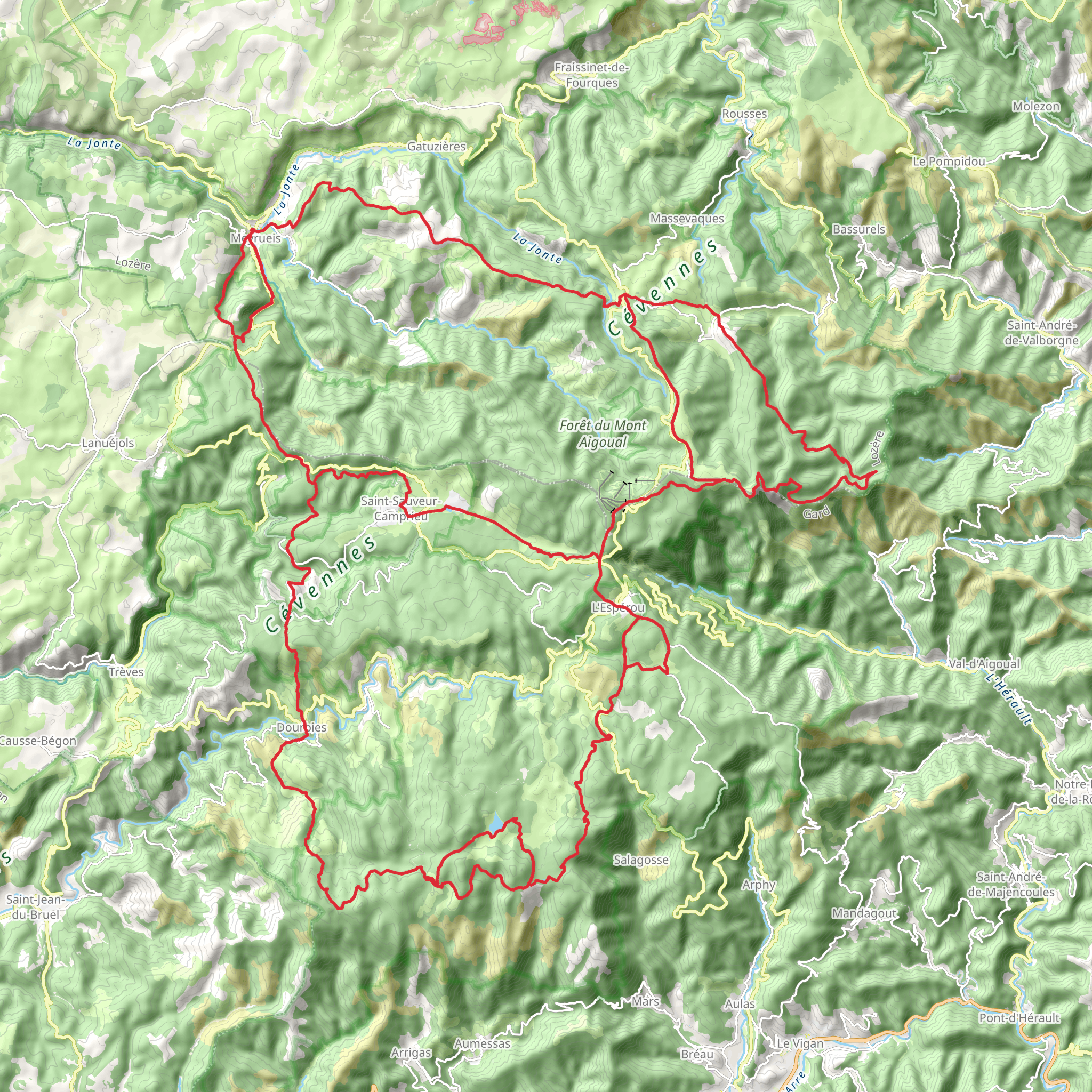 Tour of Mont Aigoual mobile static map