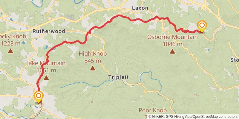 Mountains-to-Sea Trail stage 29 Map