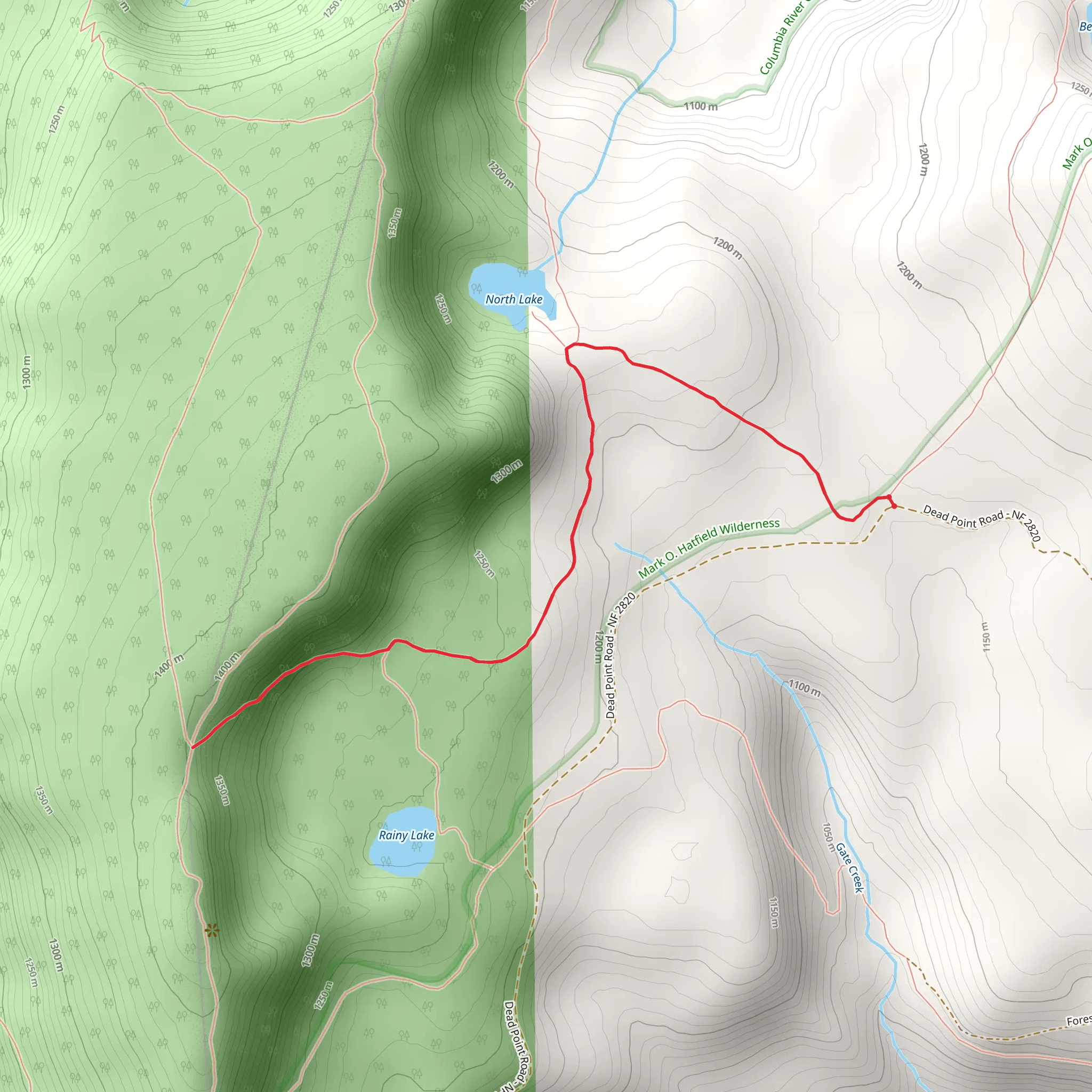 North Lake via Wyeth Trail mobile static map