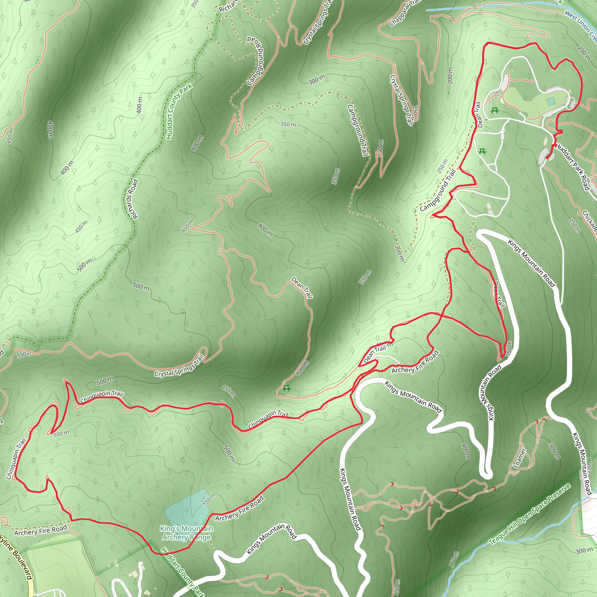 Chinquapin - Dean Loop Trail mobile static map