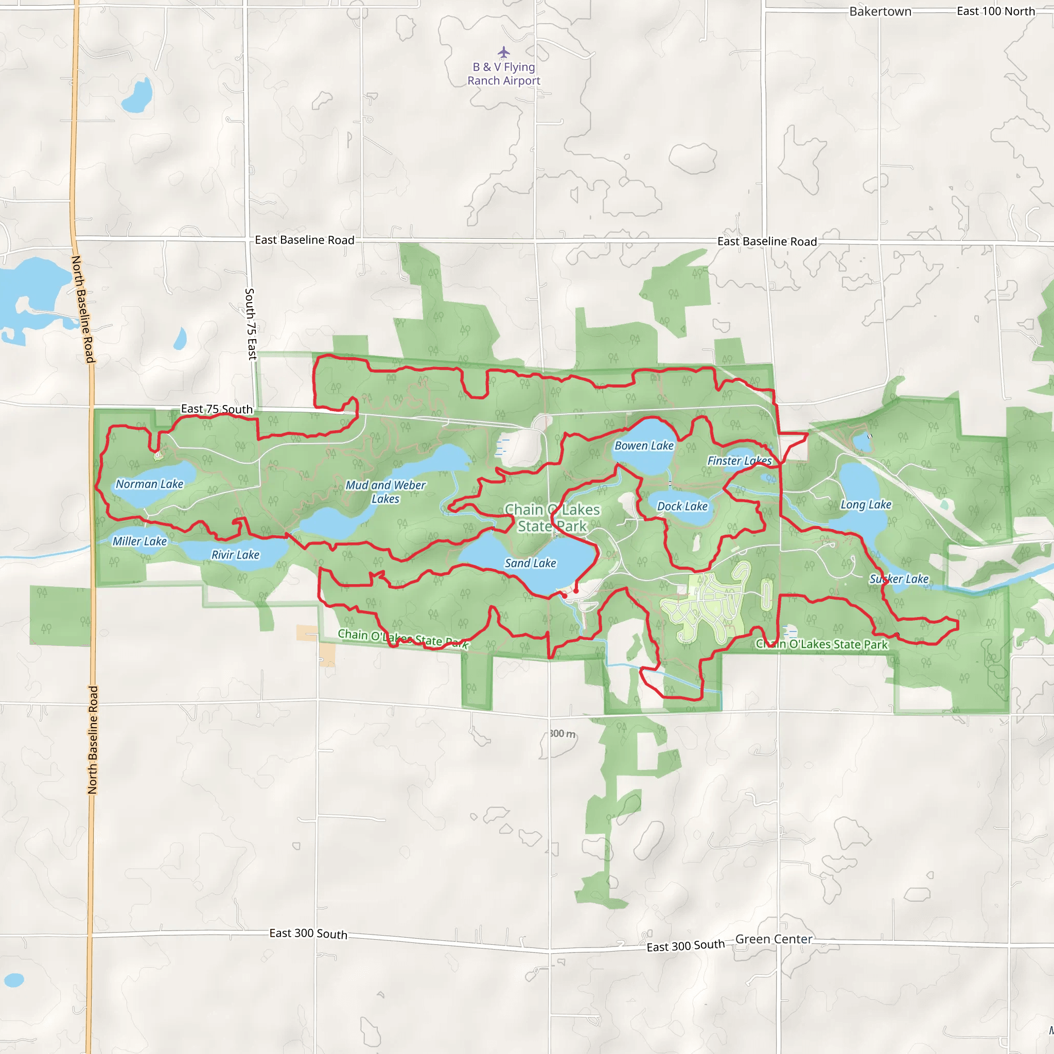 Sand Lake, Norman Lake and Bowen Lake Loop mobile static map