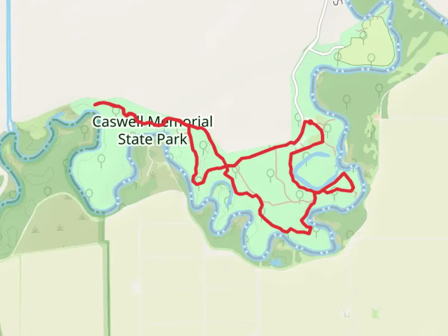 An image depicting the trail Loop along Stanislaus River and its surrounding area.