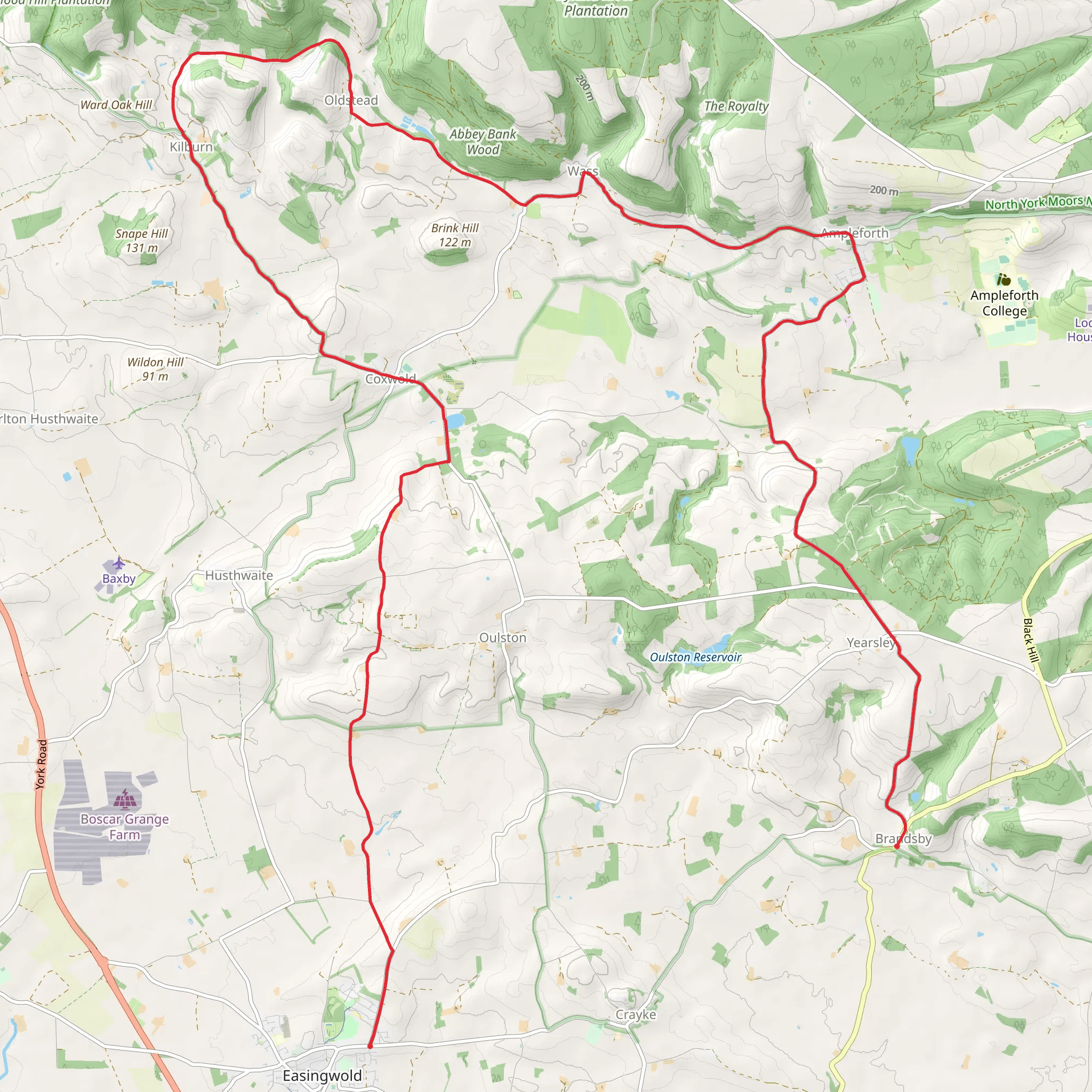 Brandsby to Easingwold Walk mobile static map