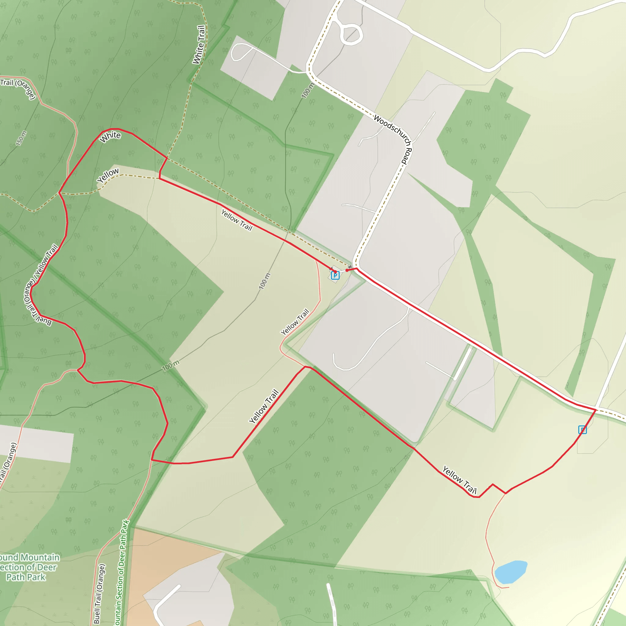 Yellow Trail and Woodschurch Road Loop mobile static map